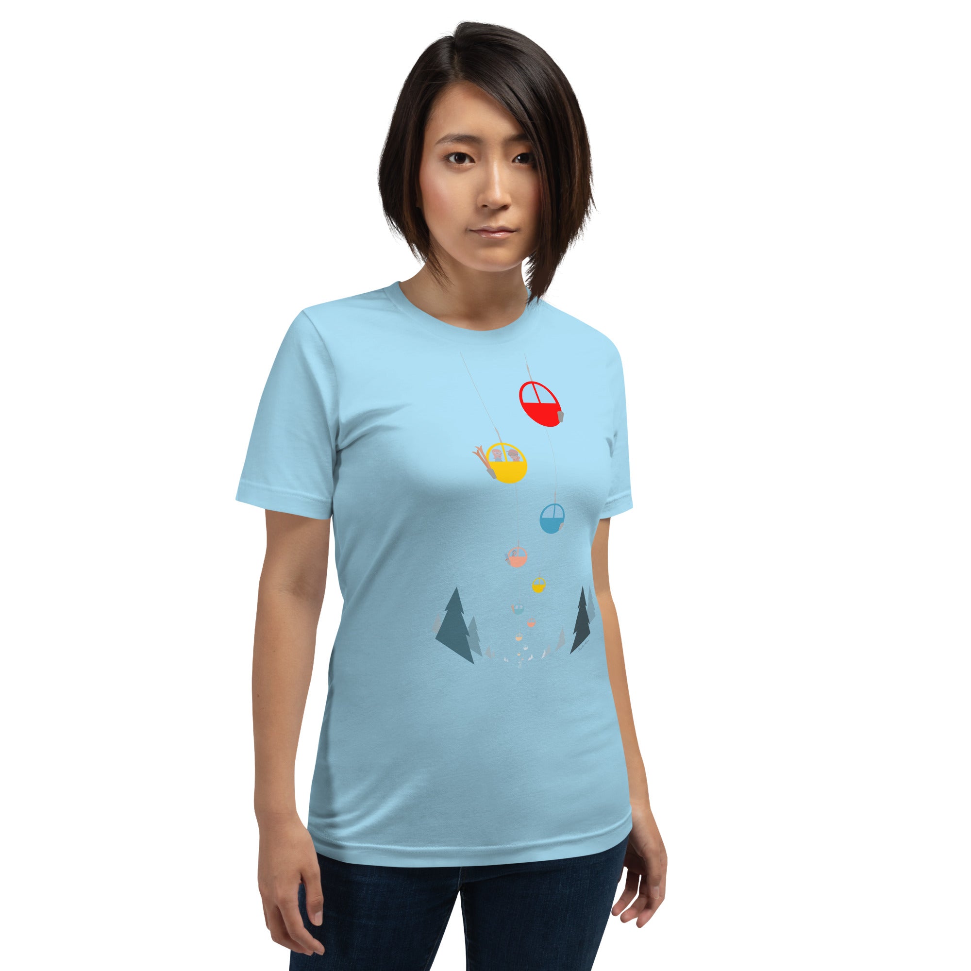T-shirt en coton unisexe Gondolas in the mist sur couleurs vives