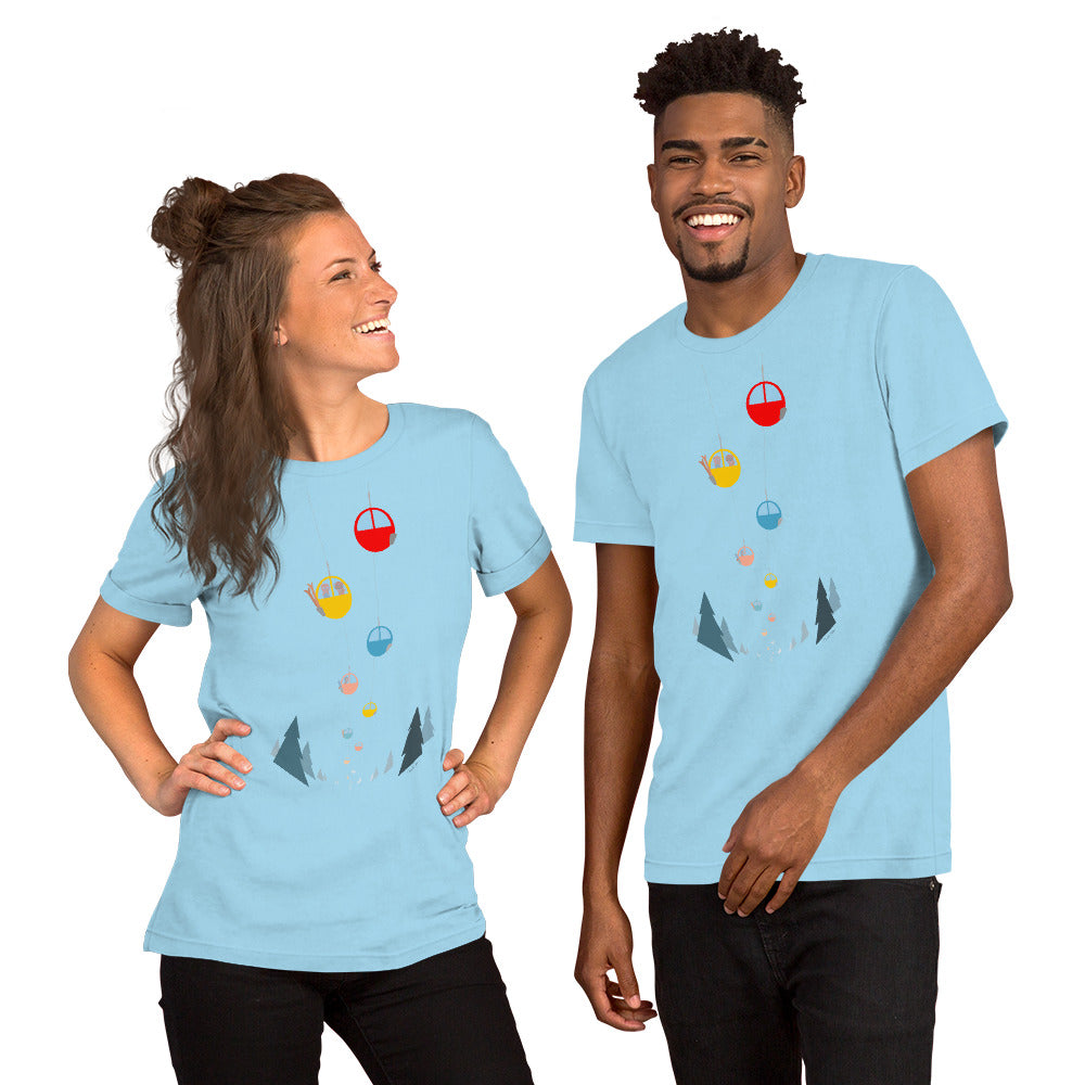 T-shirt en coton unisexe Gondolas in the mist sur couleurs vives
