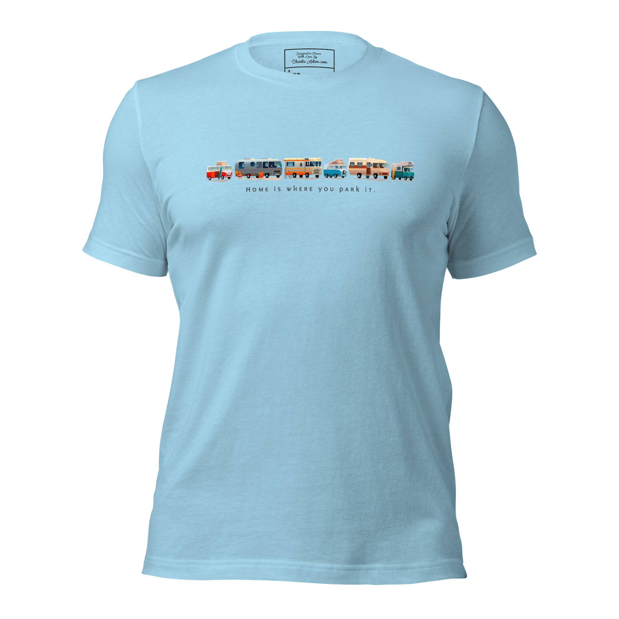 Unisex cotton t-shirt Vintage Campers on bright colors