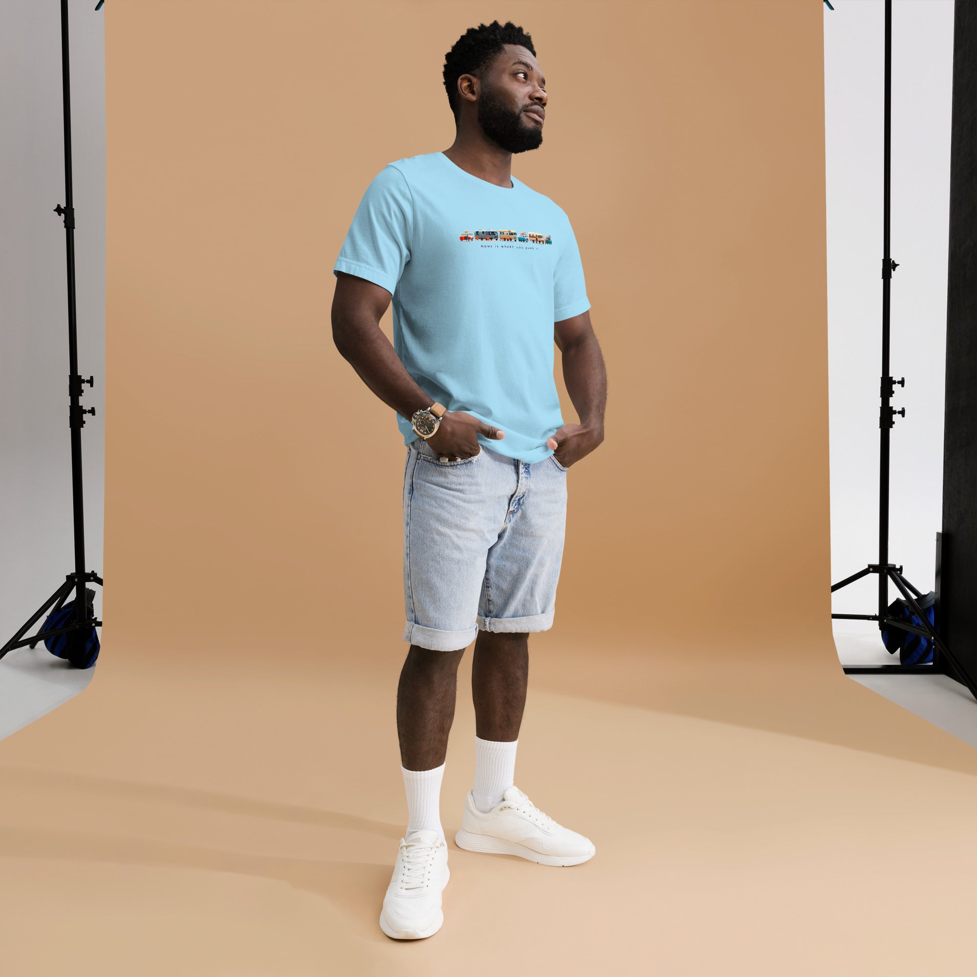 Unisex cotton t-shirt Vintage Campers on bright colors