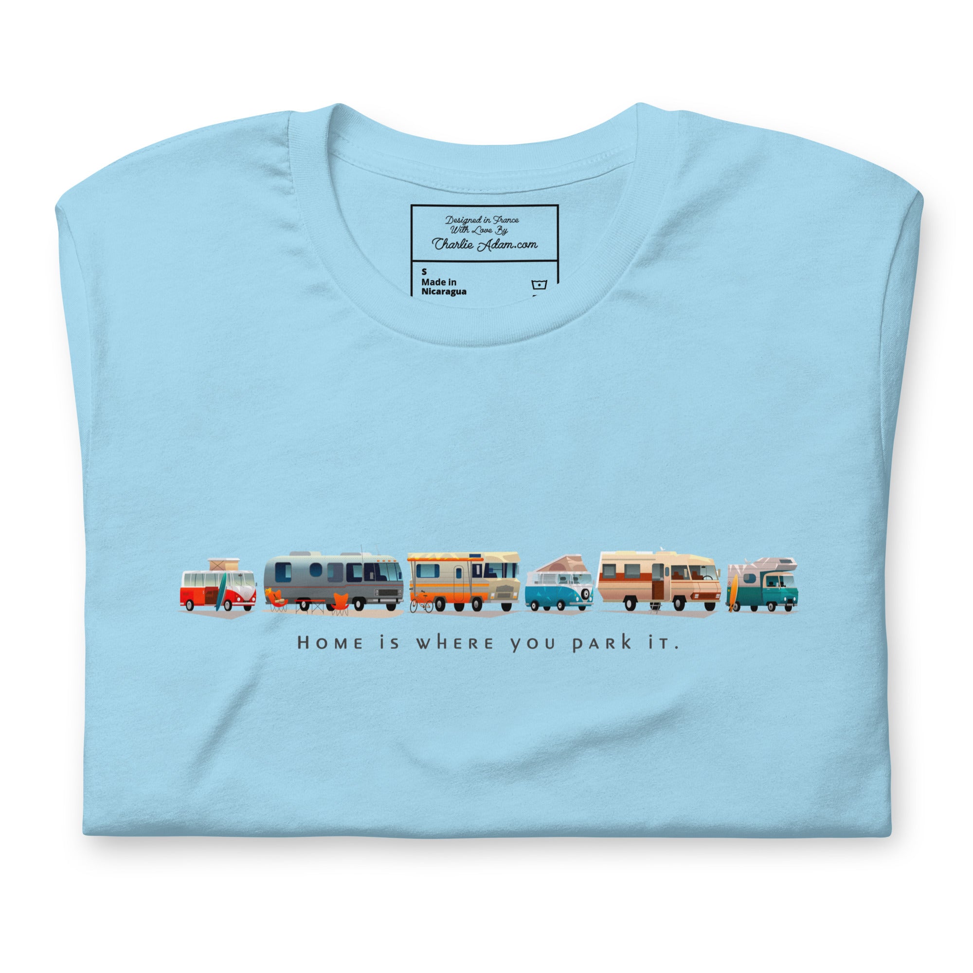 Unisex cotton t-shirt Vintage Campers on bright colors