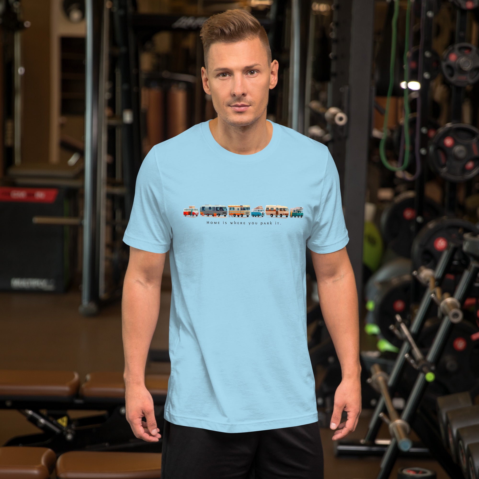 Unisex cotton t-shirt Vintage Campers on bright colors