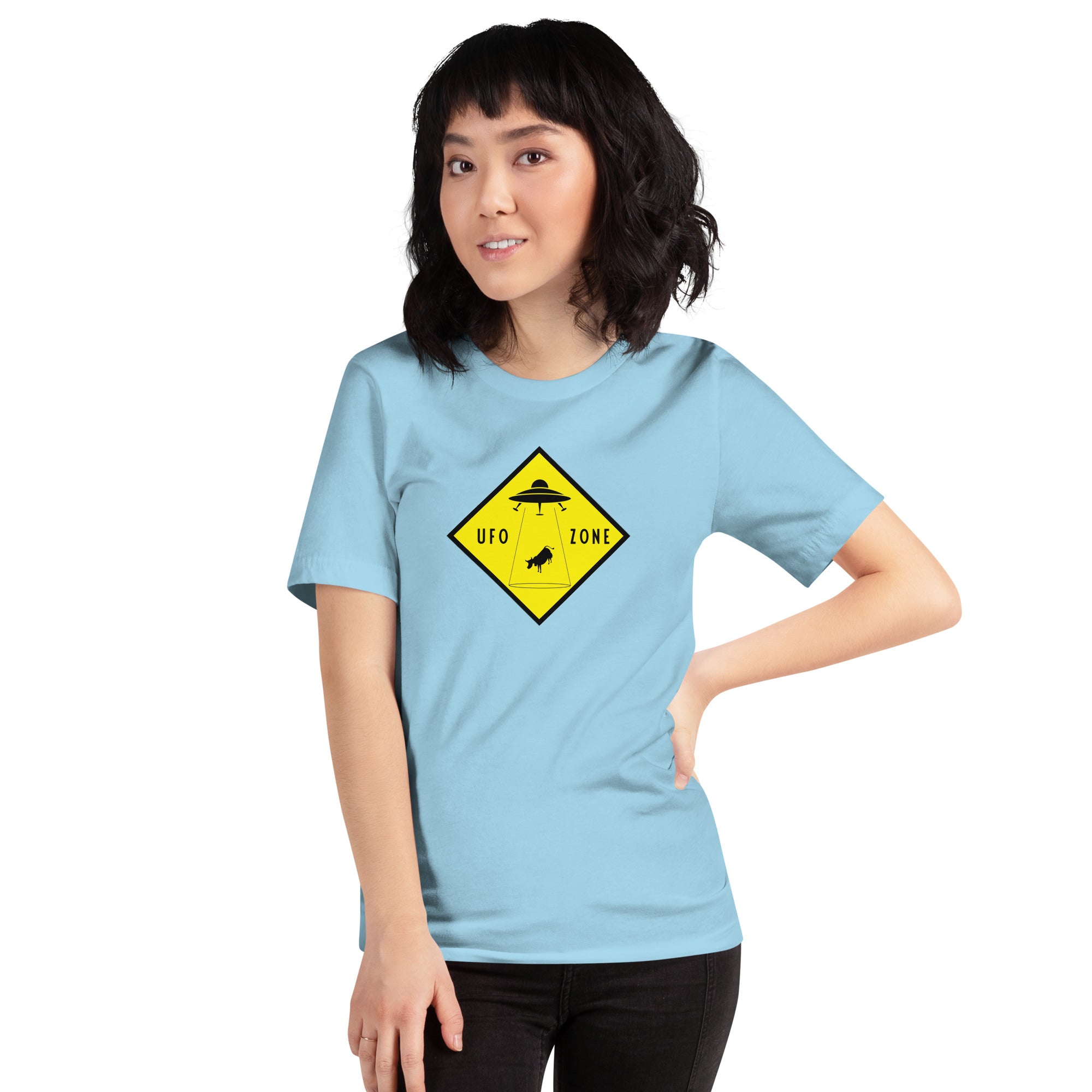 Unisex cotton t-shirt UFO Zone on bright colors