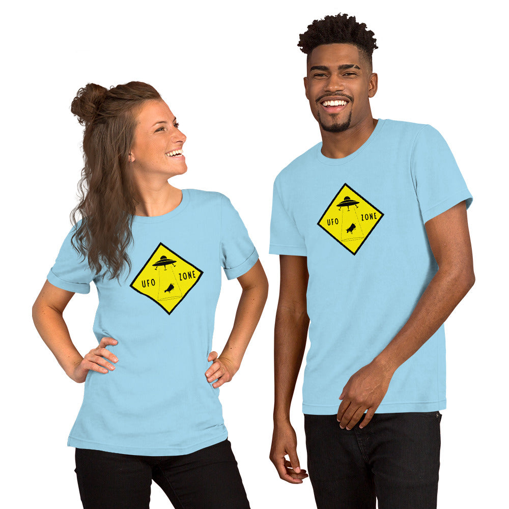 Unisex cotton t-shirt UFO Zone on bright colors