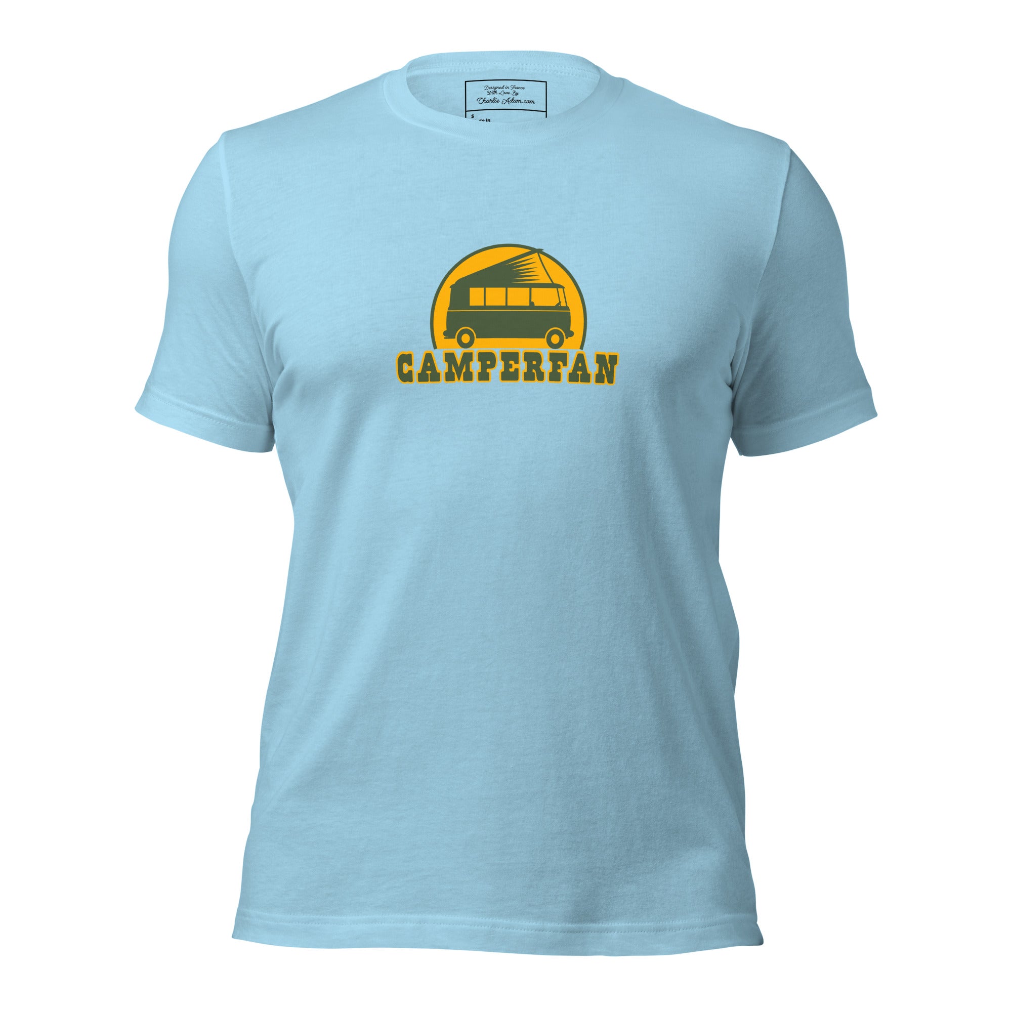 Unisex cotton t-shirt Camperfan on bright colors