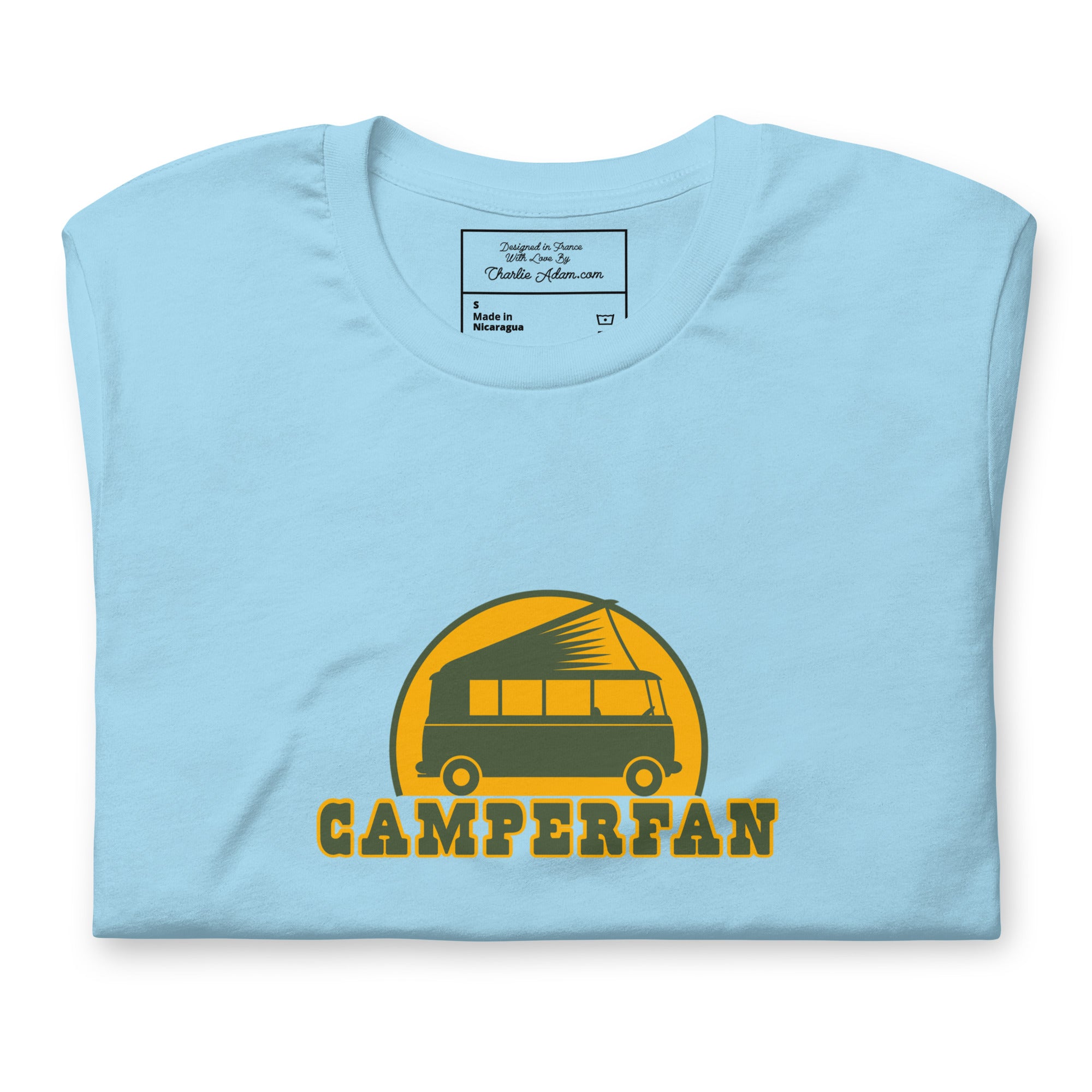 Unisex cotton t-shirt Camperfan on bright colors