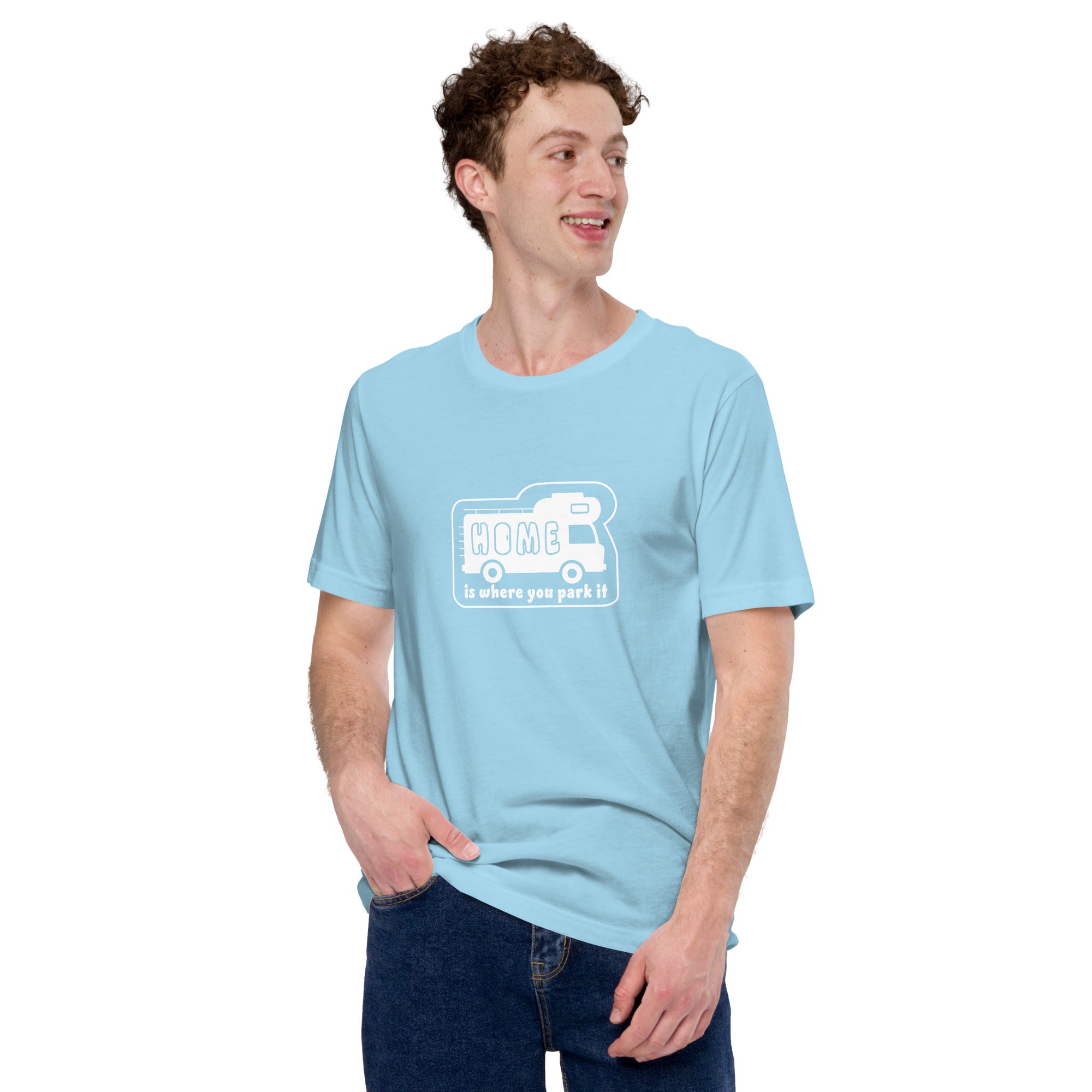 Unisex cotton t-shirt Bold Camper Van on bright colors