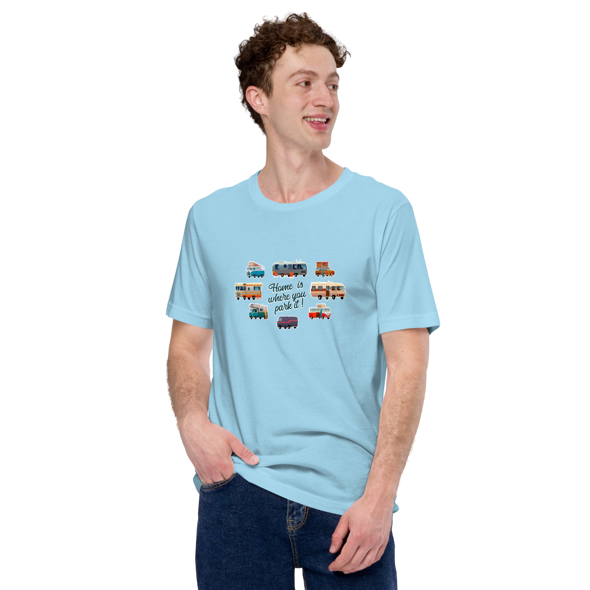 T-shirt en coton unisexe Square Vintage Campers sur couleurs vives