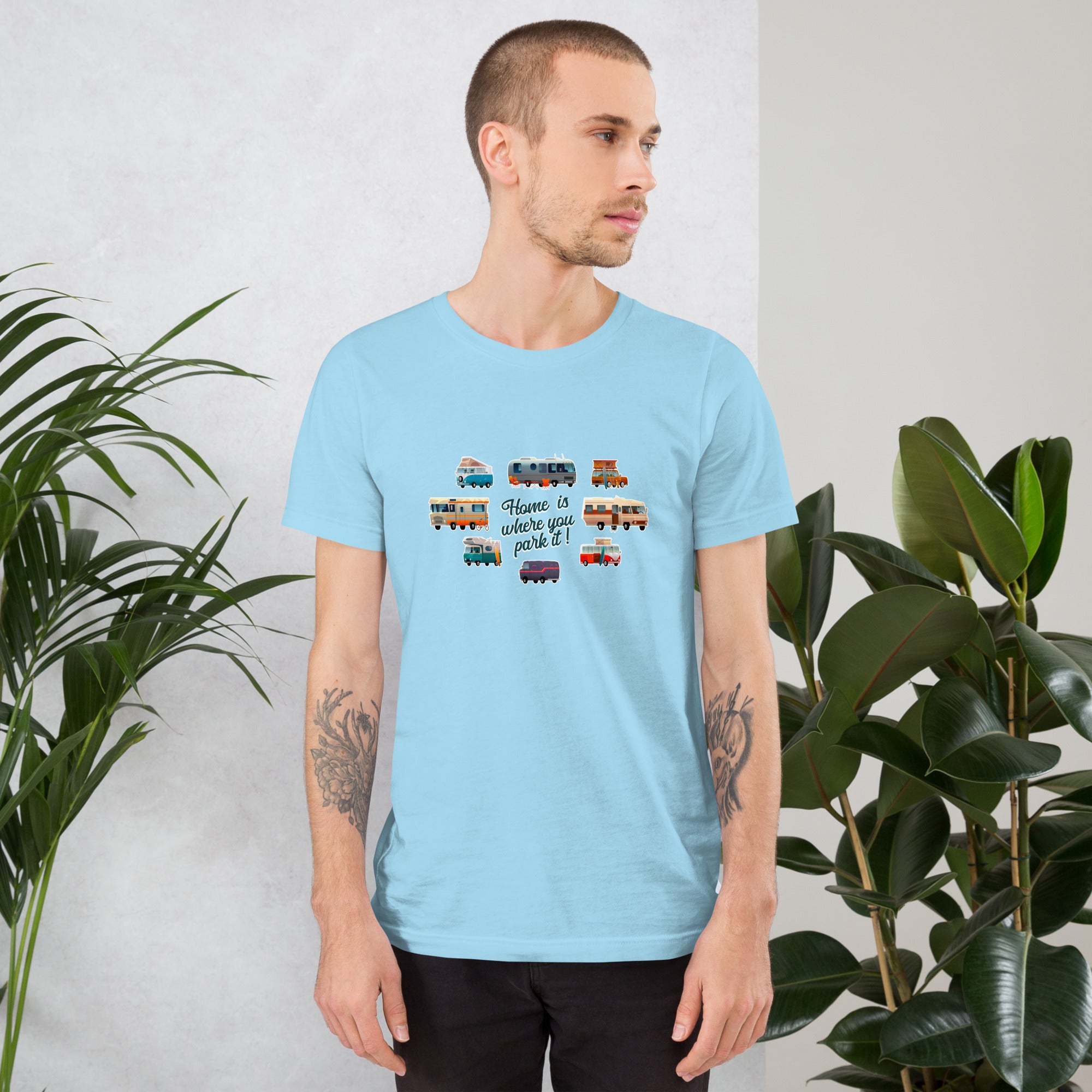 T-shirt en coton unisexe Square Vintage Campers sur couleurs vives