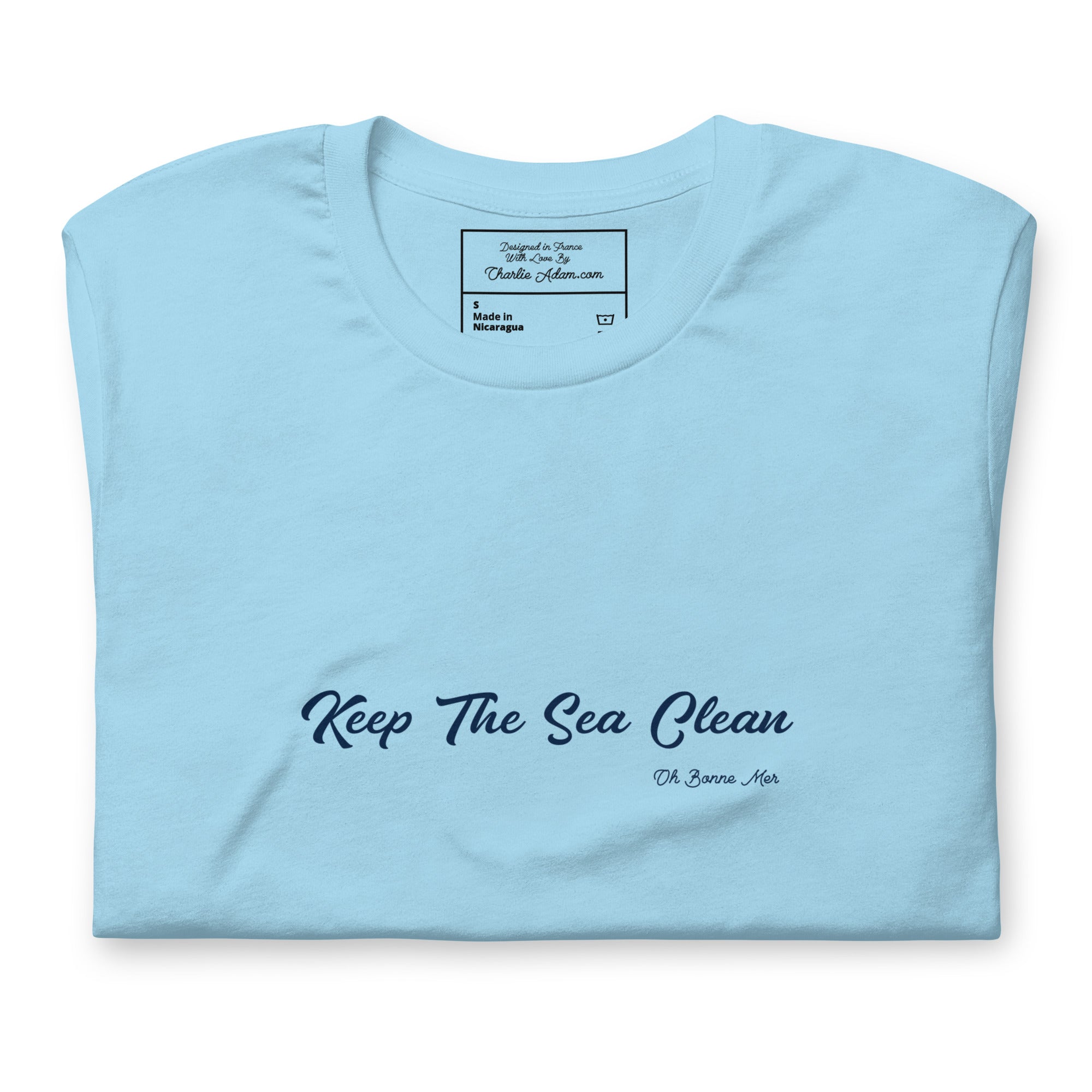 Unisex cotton t-shirt Keep The Sea Clean Navy on bright colors