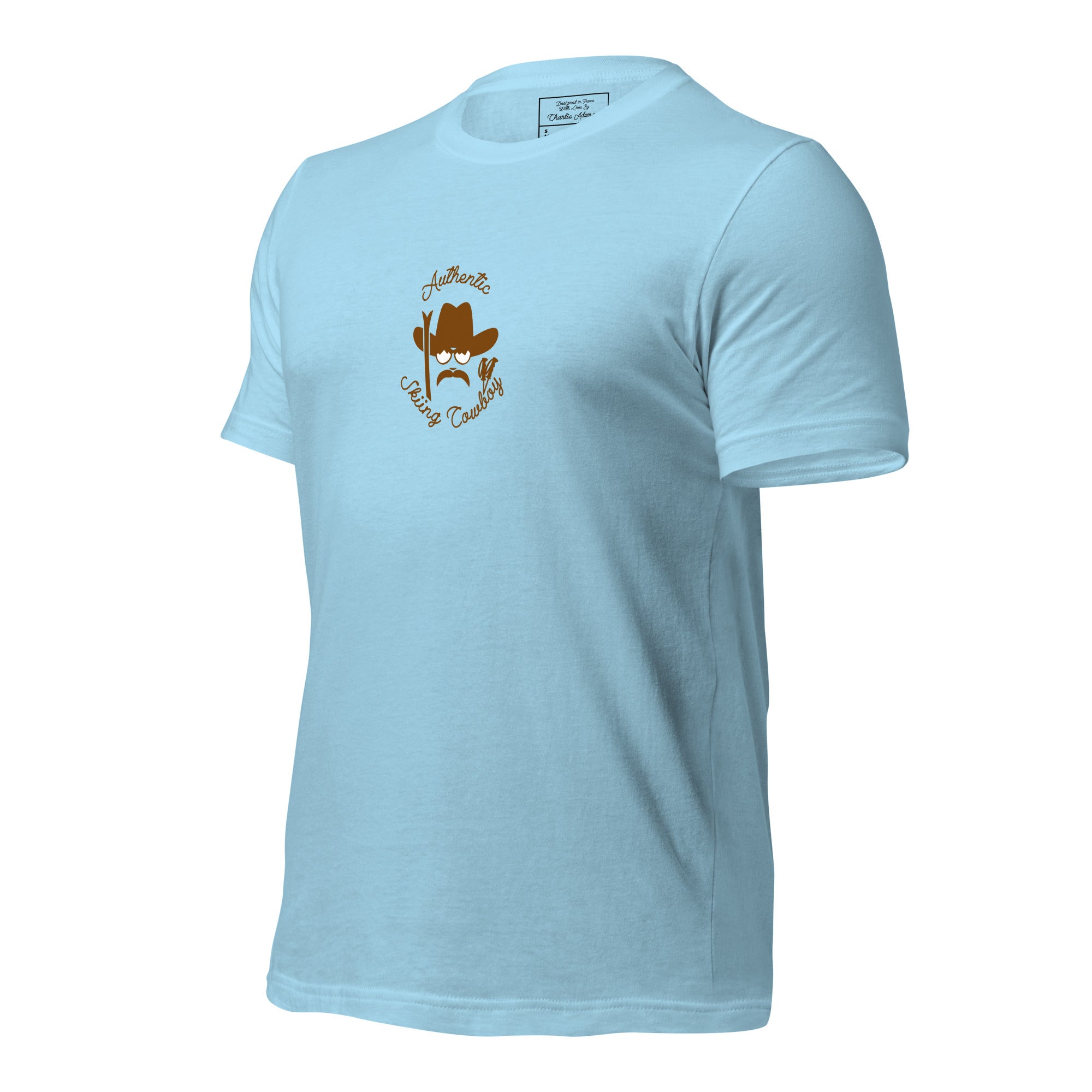 Unisex cotton t-shirt Authentic Skiing Cowboy on bright colors