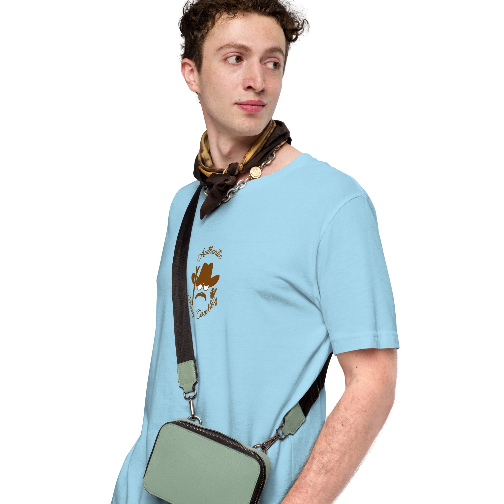 Unisex cotton t-shirt Authentic Skiing Cowboy on bright colors