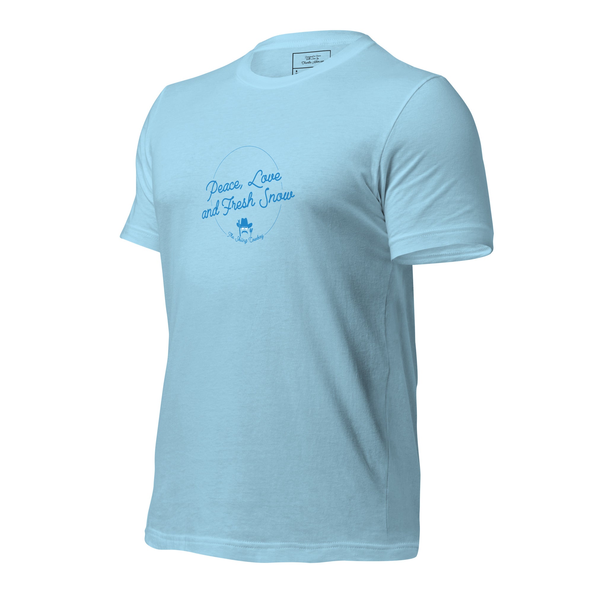 T-shirt en coton unisexe Peace, Love and Fresh Snow sur couleurs vives