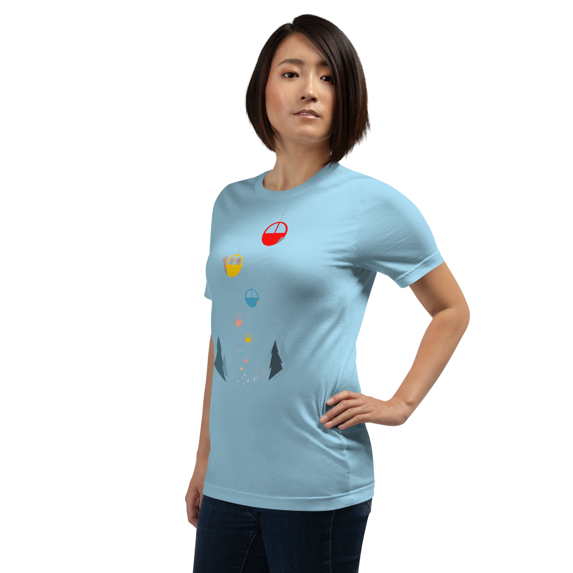 T-shirt en coton unisexe Gondolas in the mist sur couleurs vives
