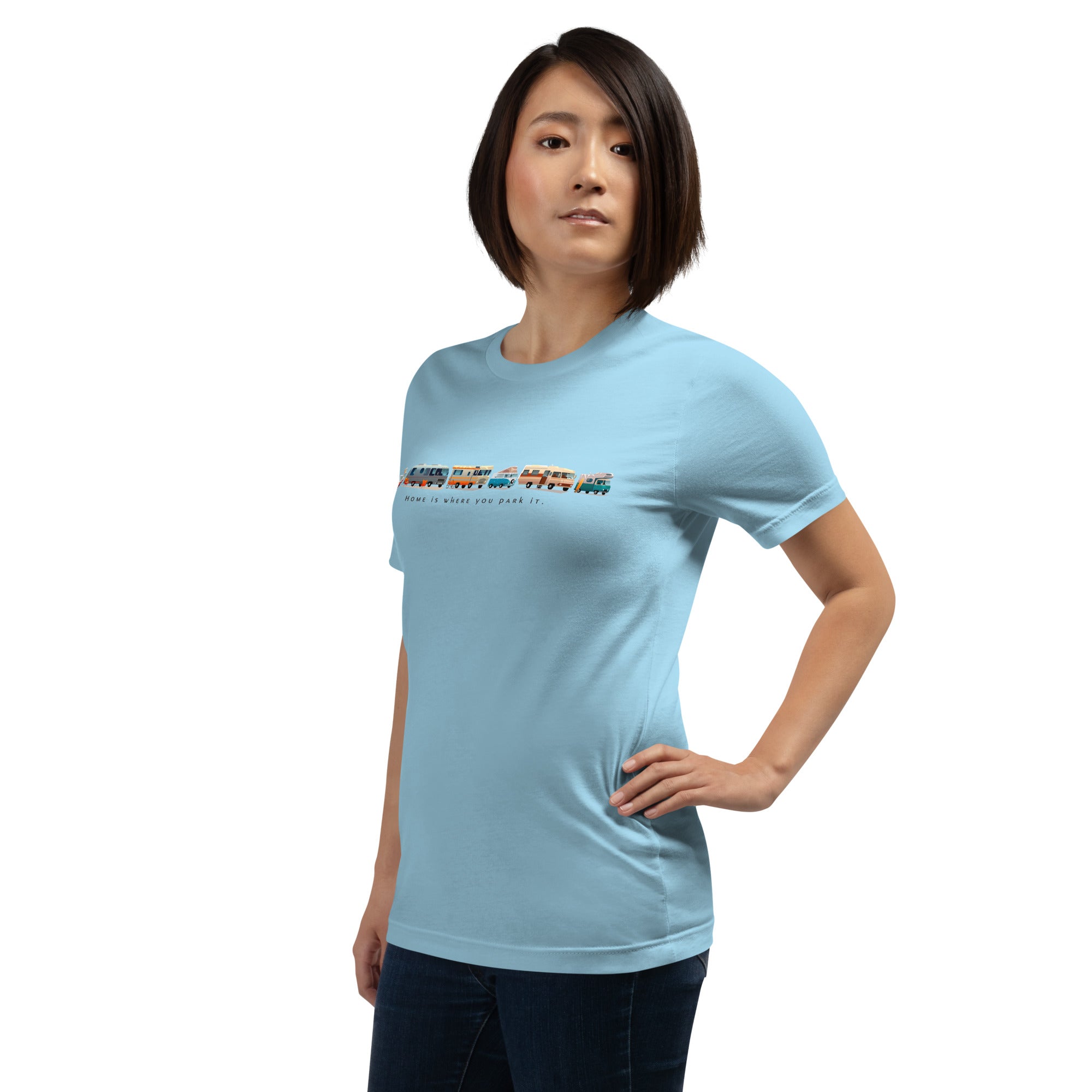 Unisex cotton t-shirt Vintage Campers on bright colors