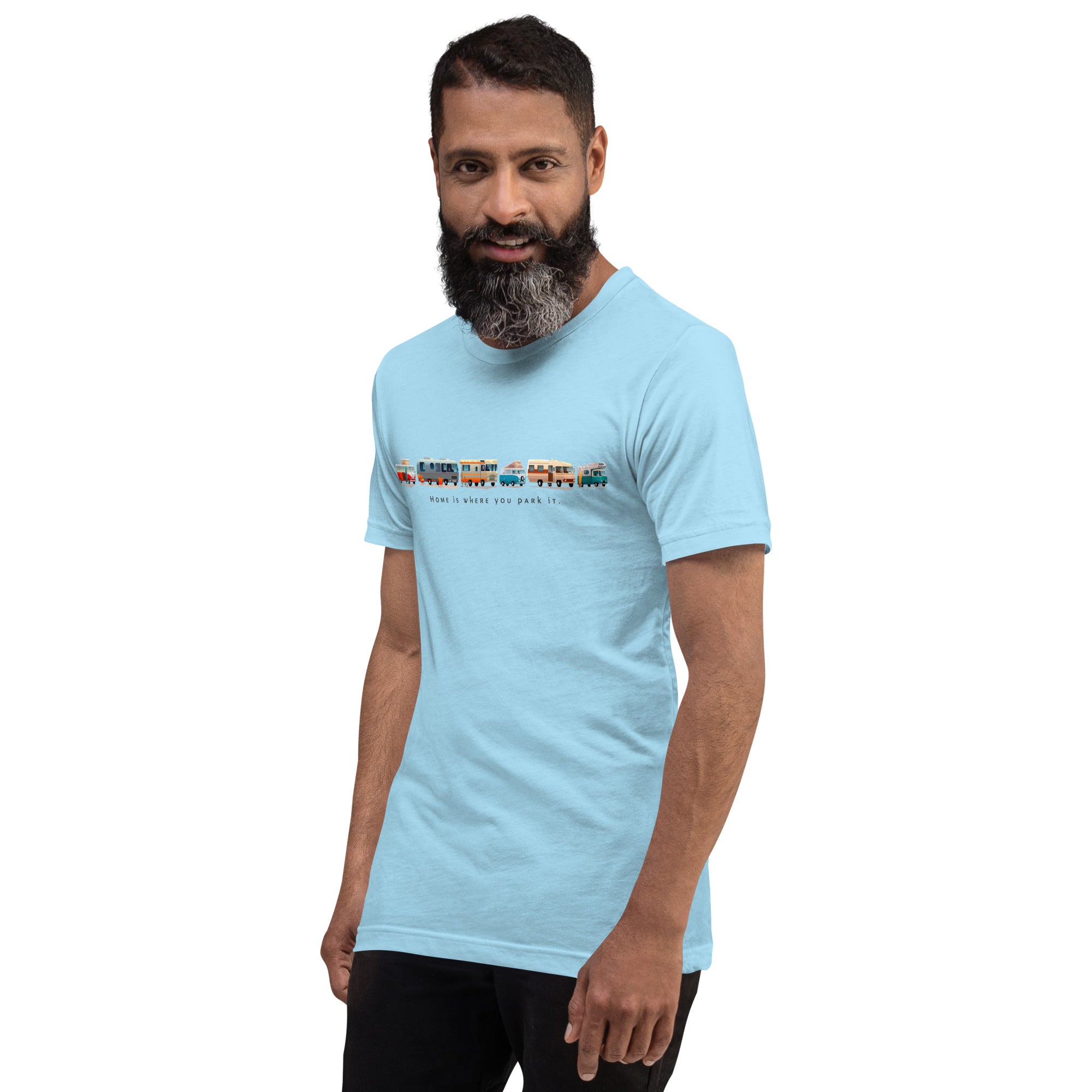 Unisex cotton t-shirt Vintage Campers on bright colors