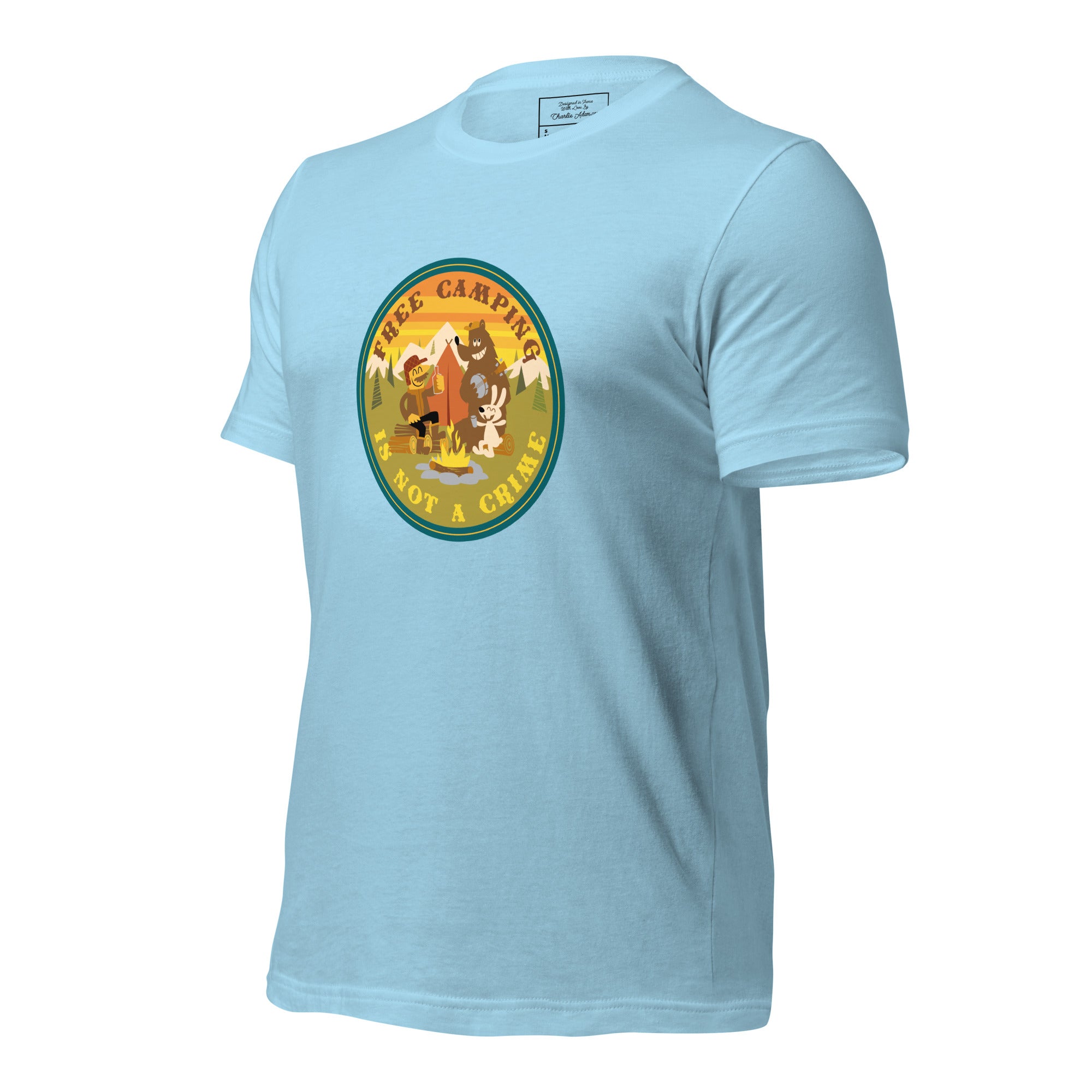 Unisex cotton t-shirt Free Camping is not a Crime on bright colors