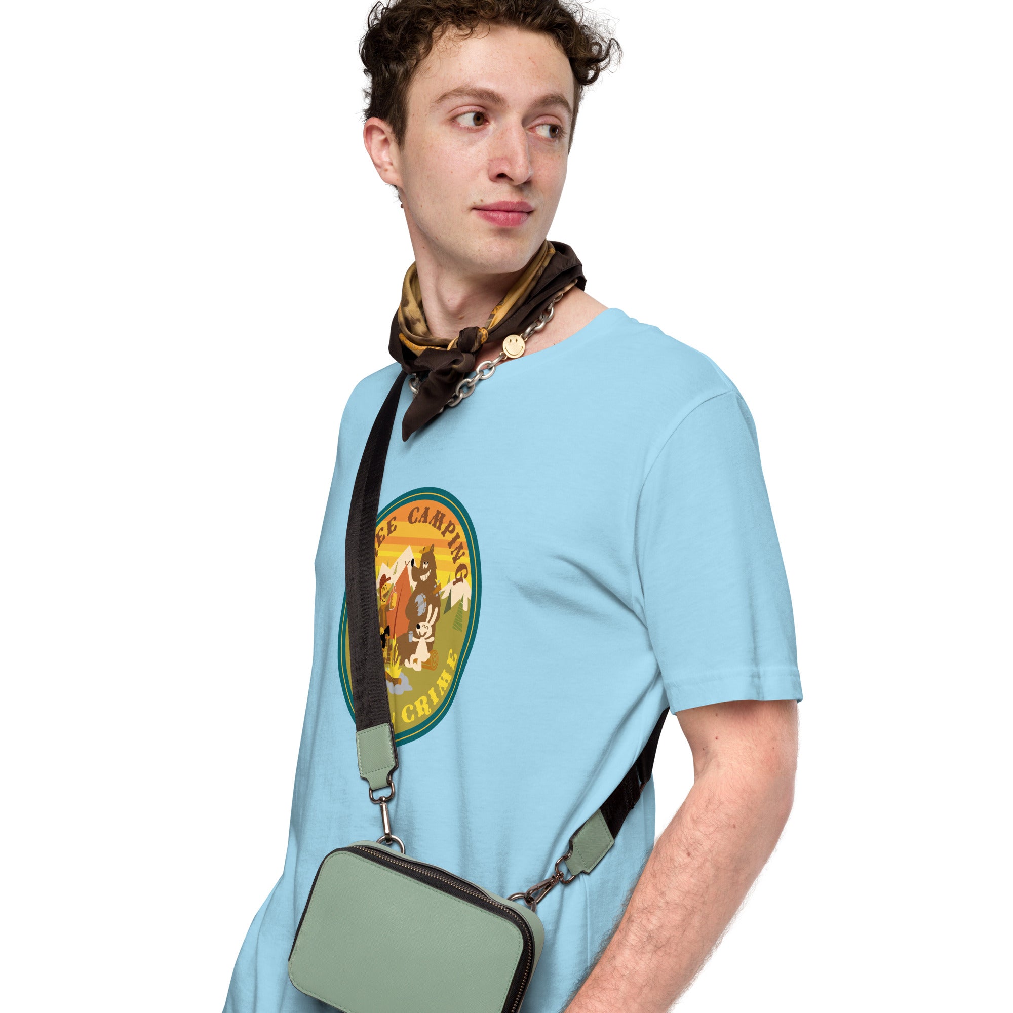 Unisex cotton t-shirt Free Camping is not a Crime on bright colors
