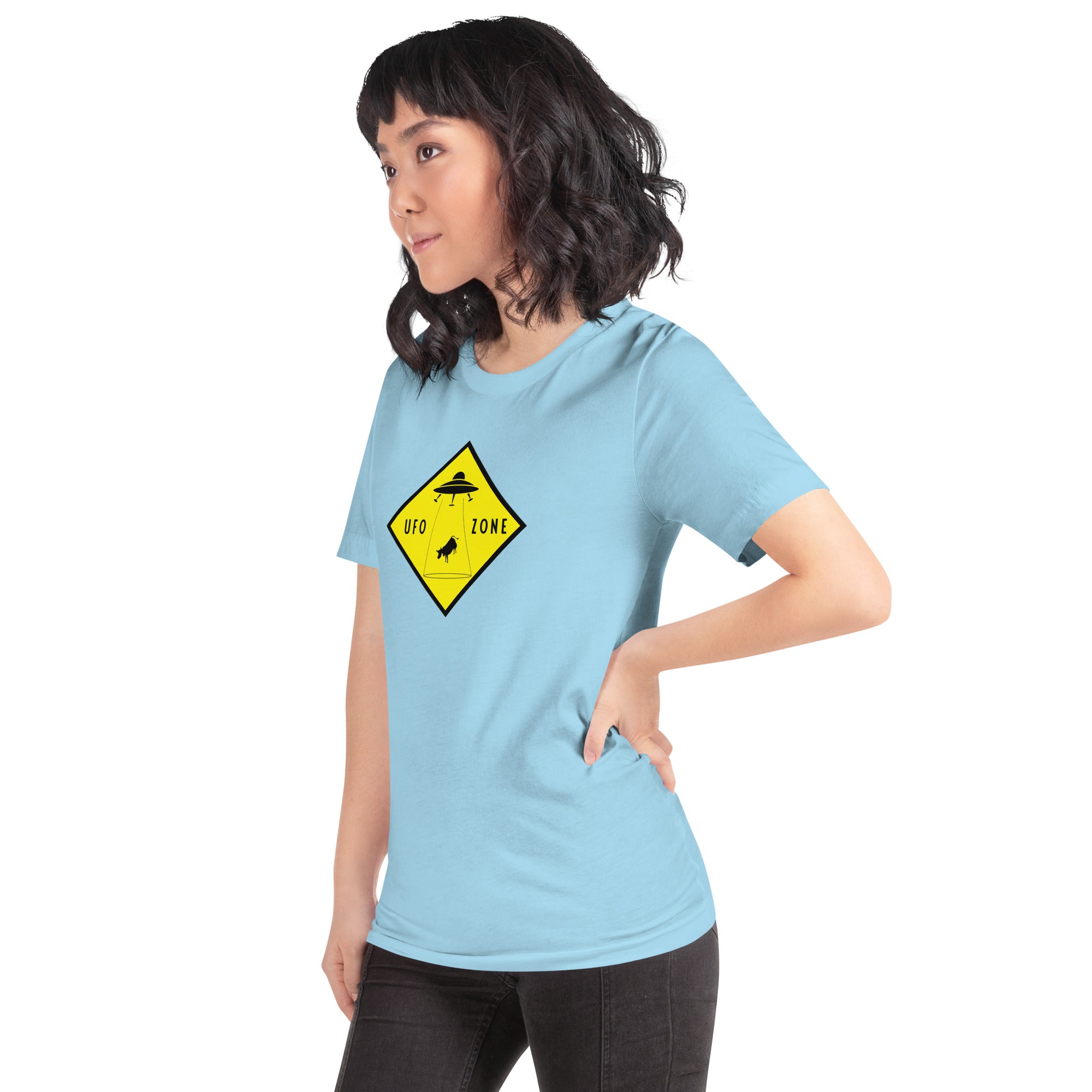 Unisex cotton t-shirt UFO Zone on bright colors