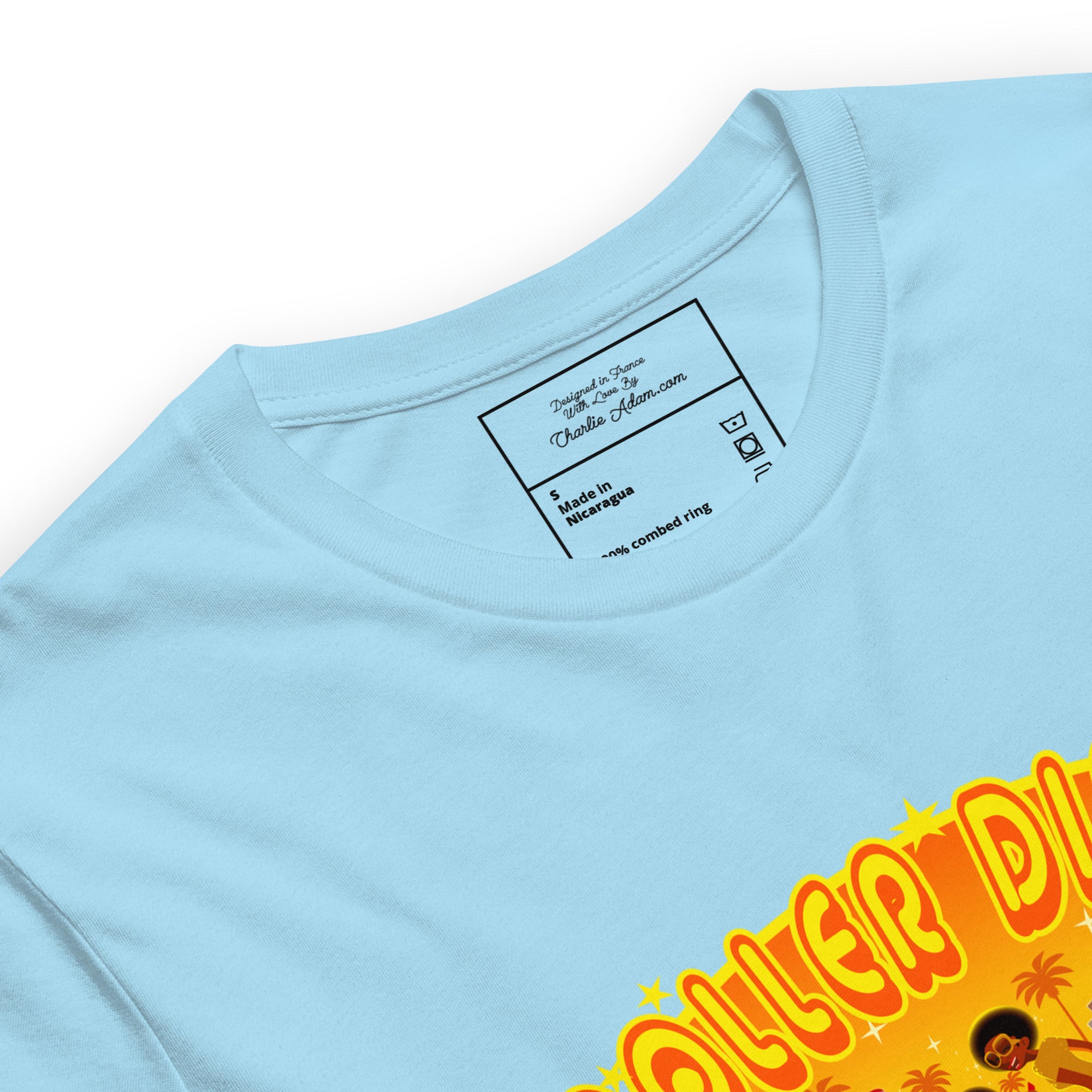 T-shirt en coton unisexe Roller Disco 1975 sur couleurs claires