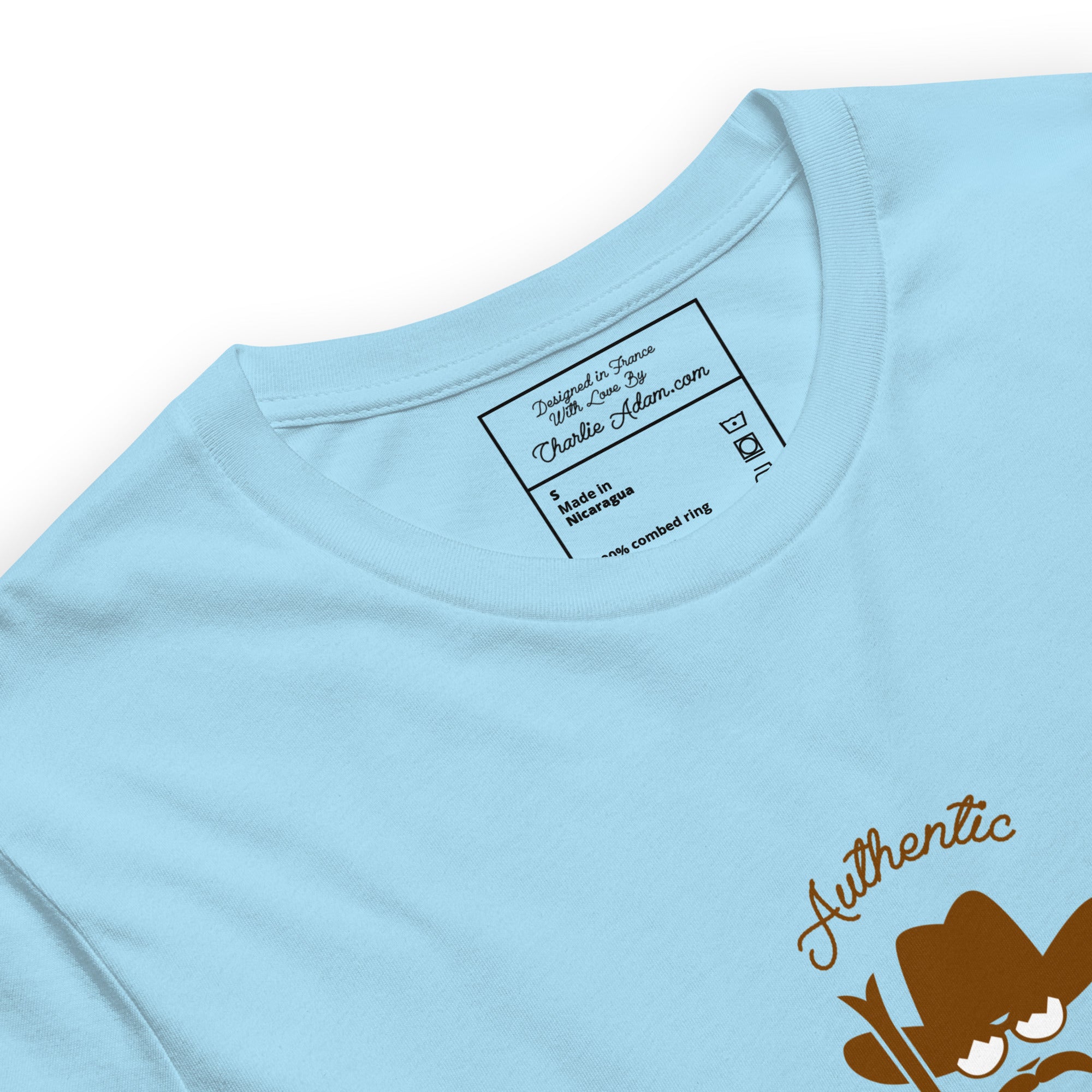 Unisex cotton t-shirt Authentic Skiing Cowboy on bright colors