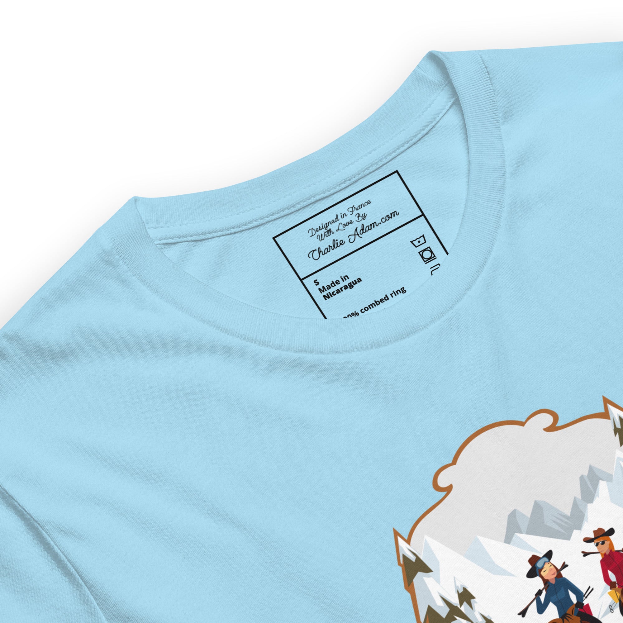 T-shirt en coton unisexe The Skiing Cowgirl sur couleurs vives