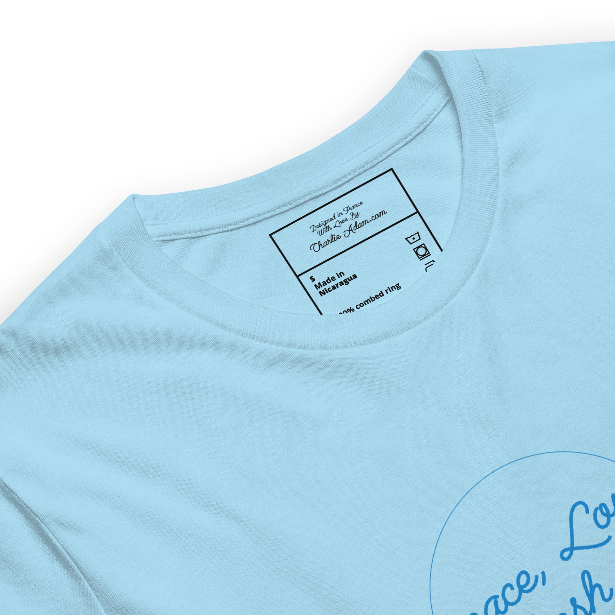 T-shirt en coton unisexe Peace, Love and Fresh Snow sur couleurs vives