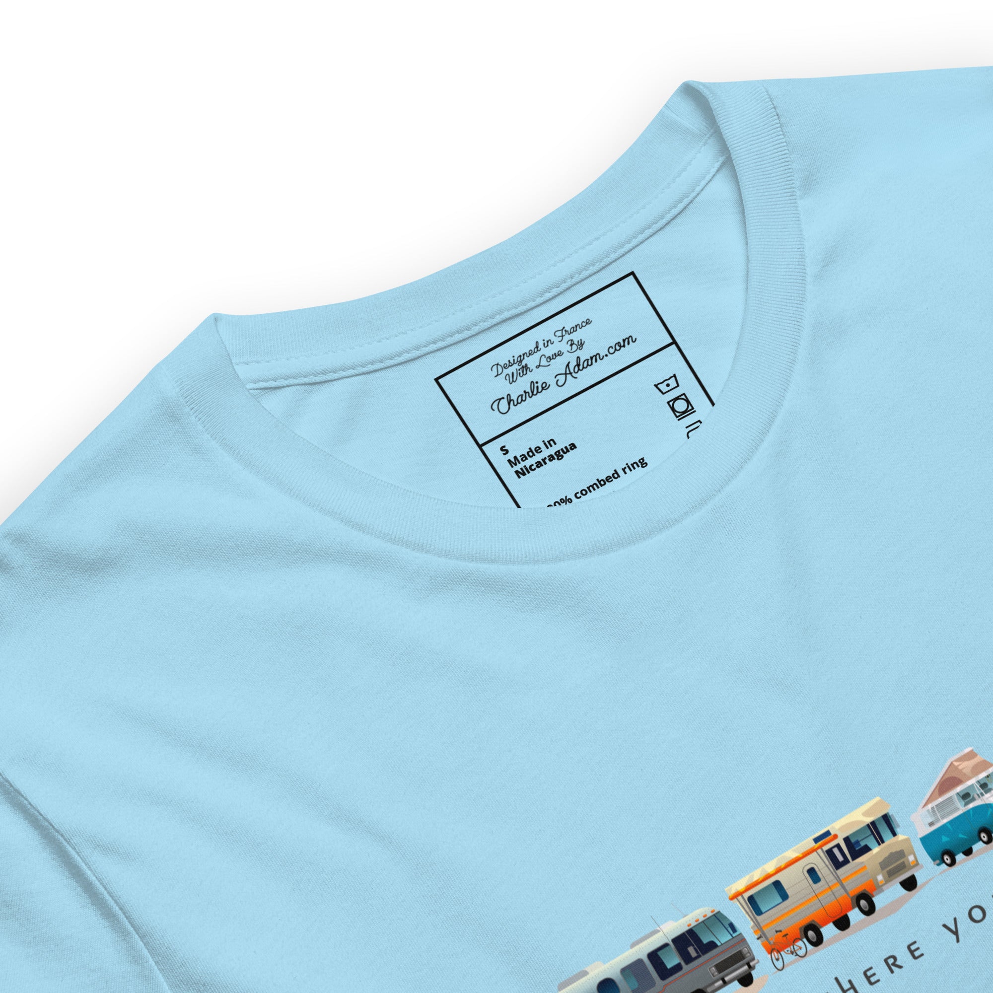 Unisex cotton t-shirt Vintage Campers on bright colors