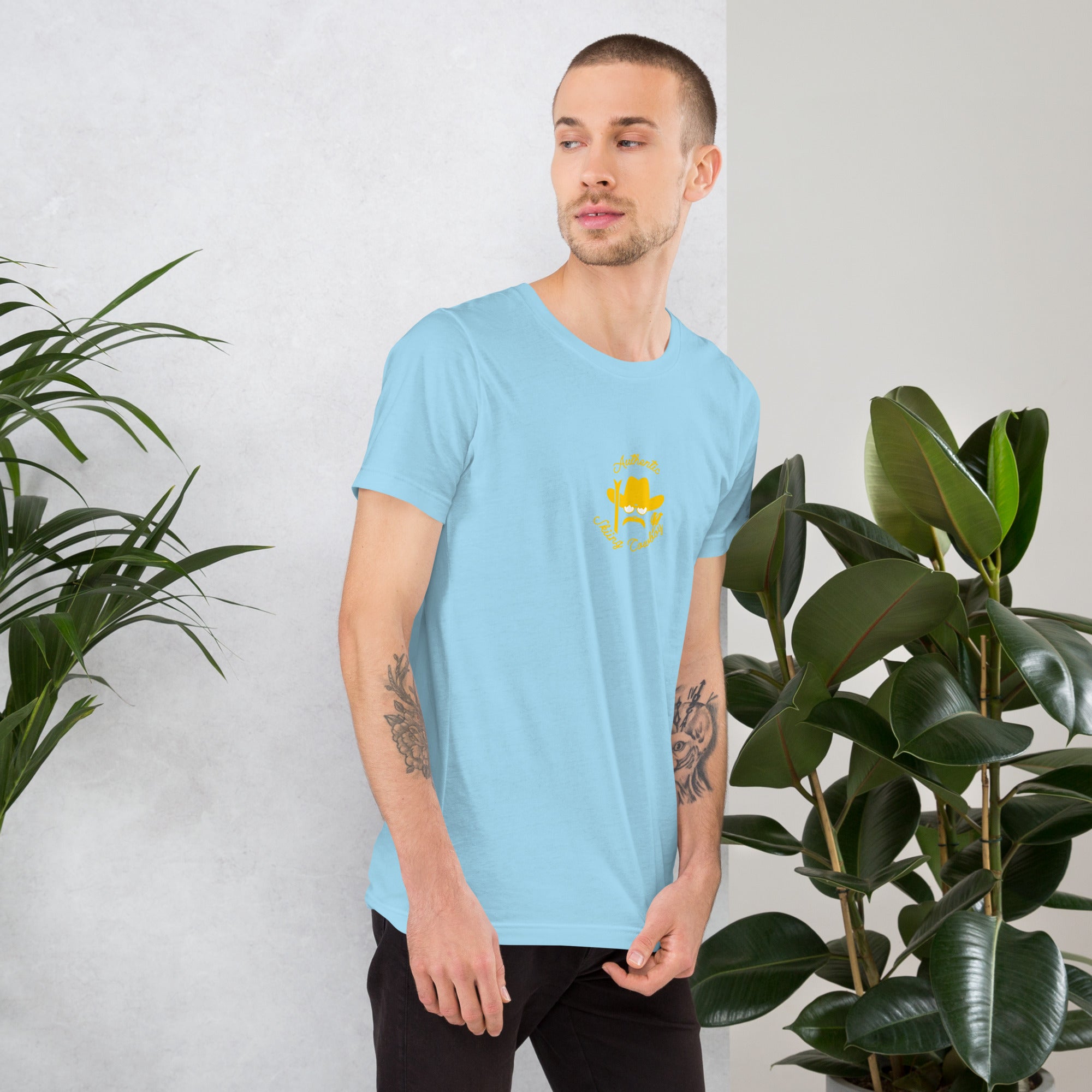 Unisex t-shirt Authentic Skiing Cowboy on bright colors