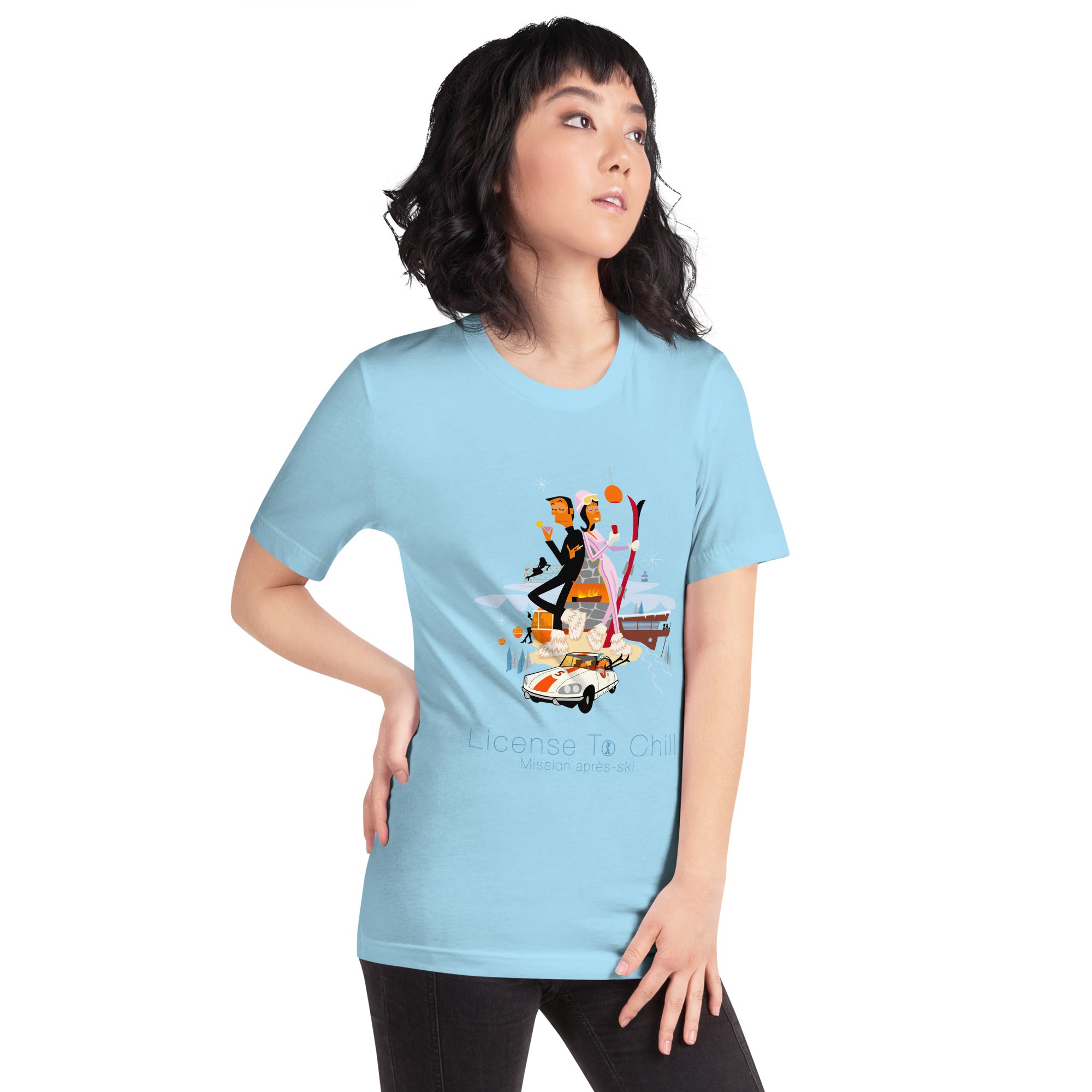 T-shirt en coton unisexe License To Chill Mission Après-Ski sur couleurs claires
