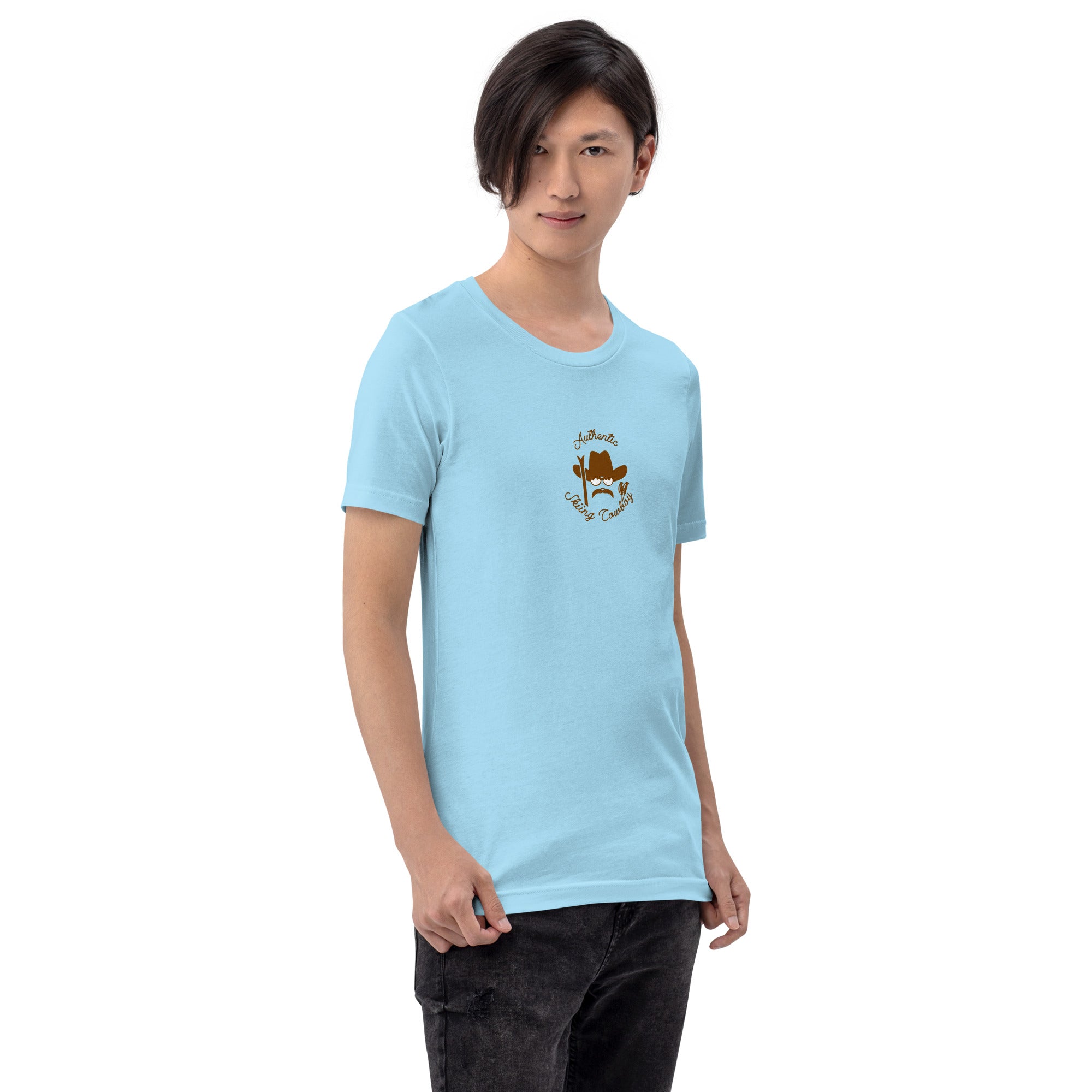 Unisex cotton t-shirt Authentic Skiing Cowboy on bright colors