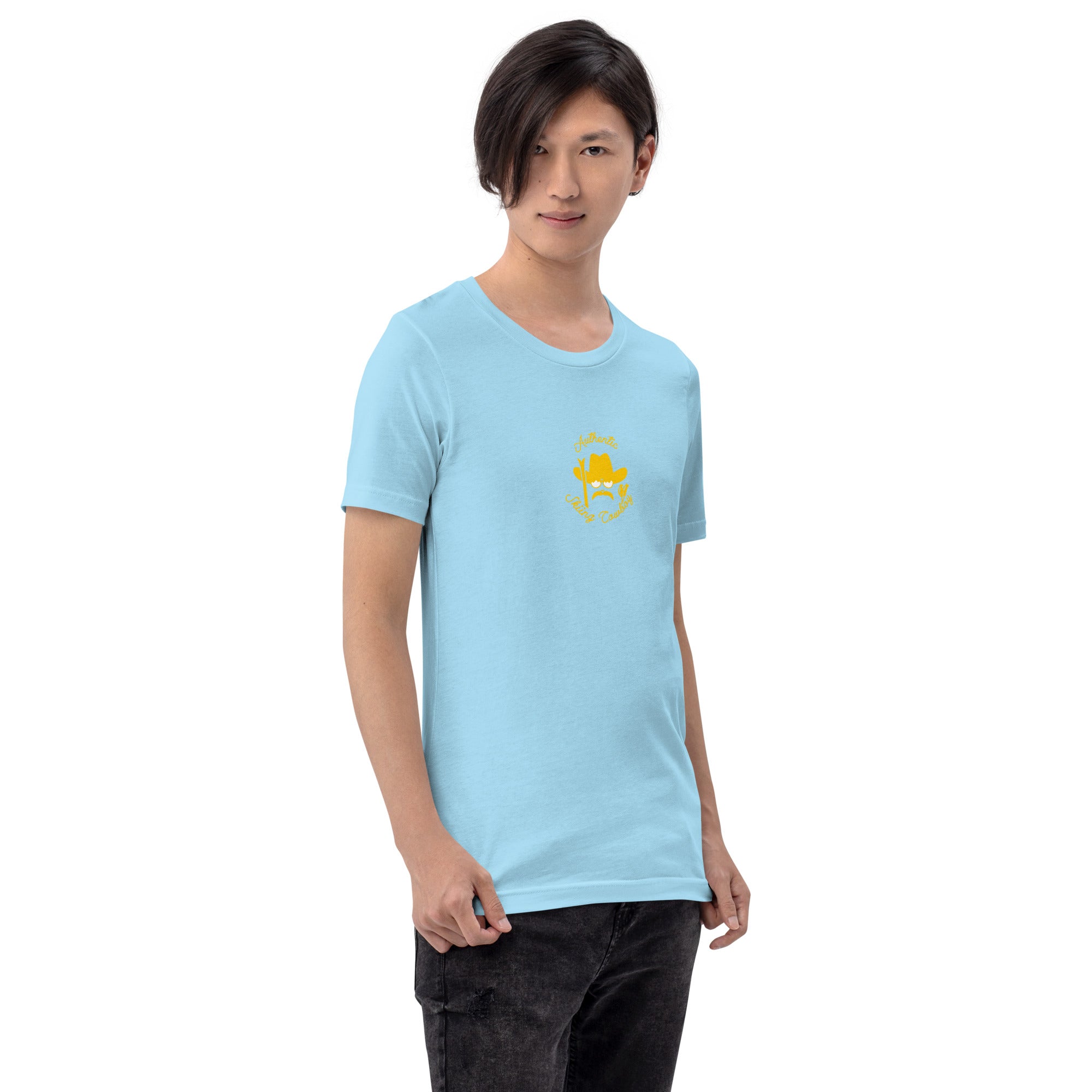 Unisex t-shirt Authentic Skiing Cowboy on bright colors