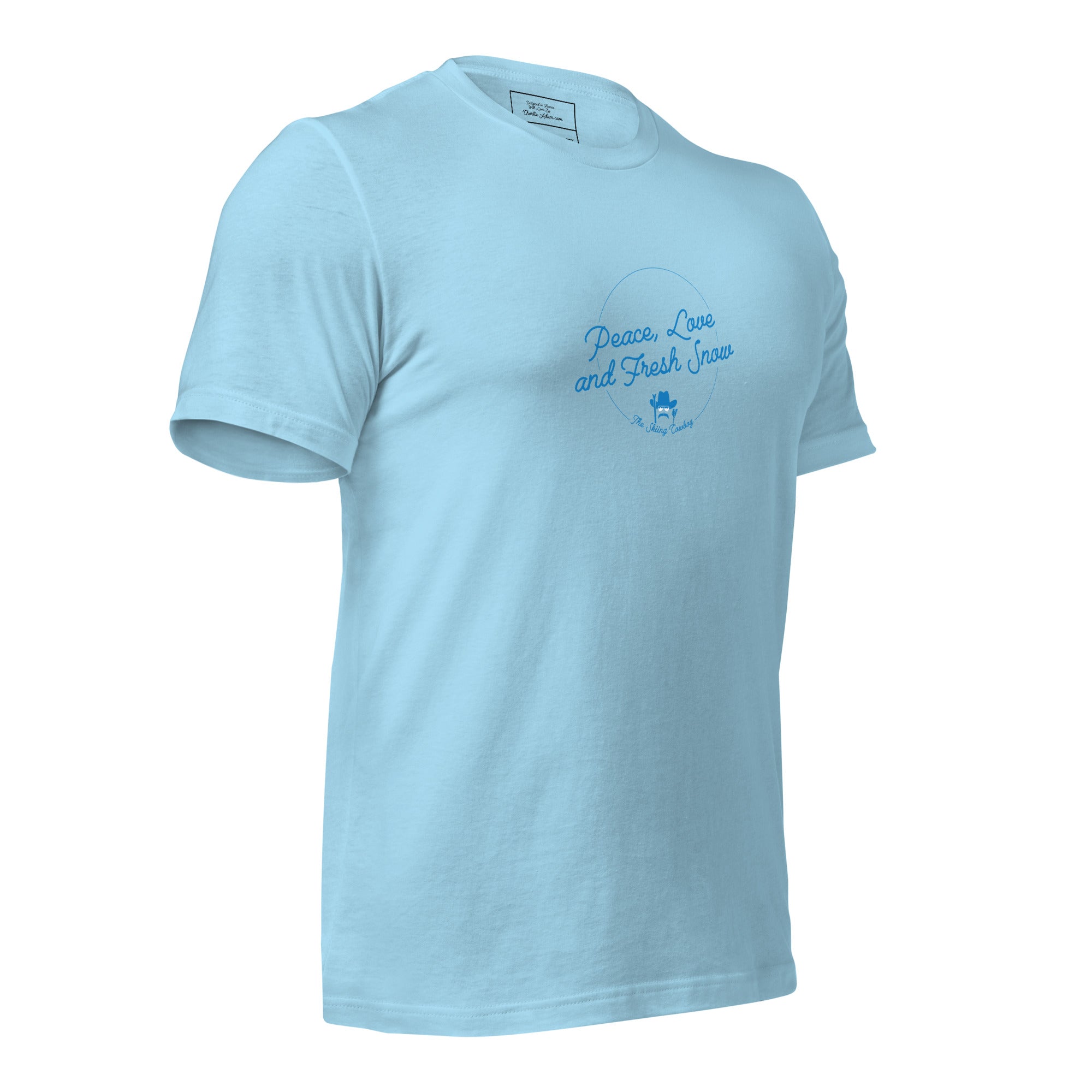T-shirt en coton unisexe Peace, Love and Fresh Snow sur couleurs vives