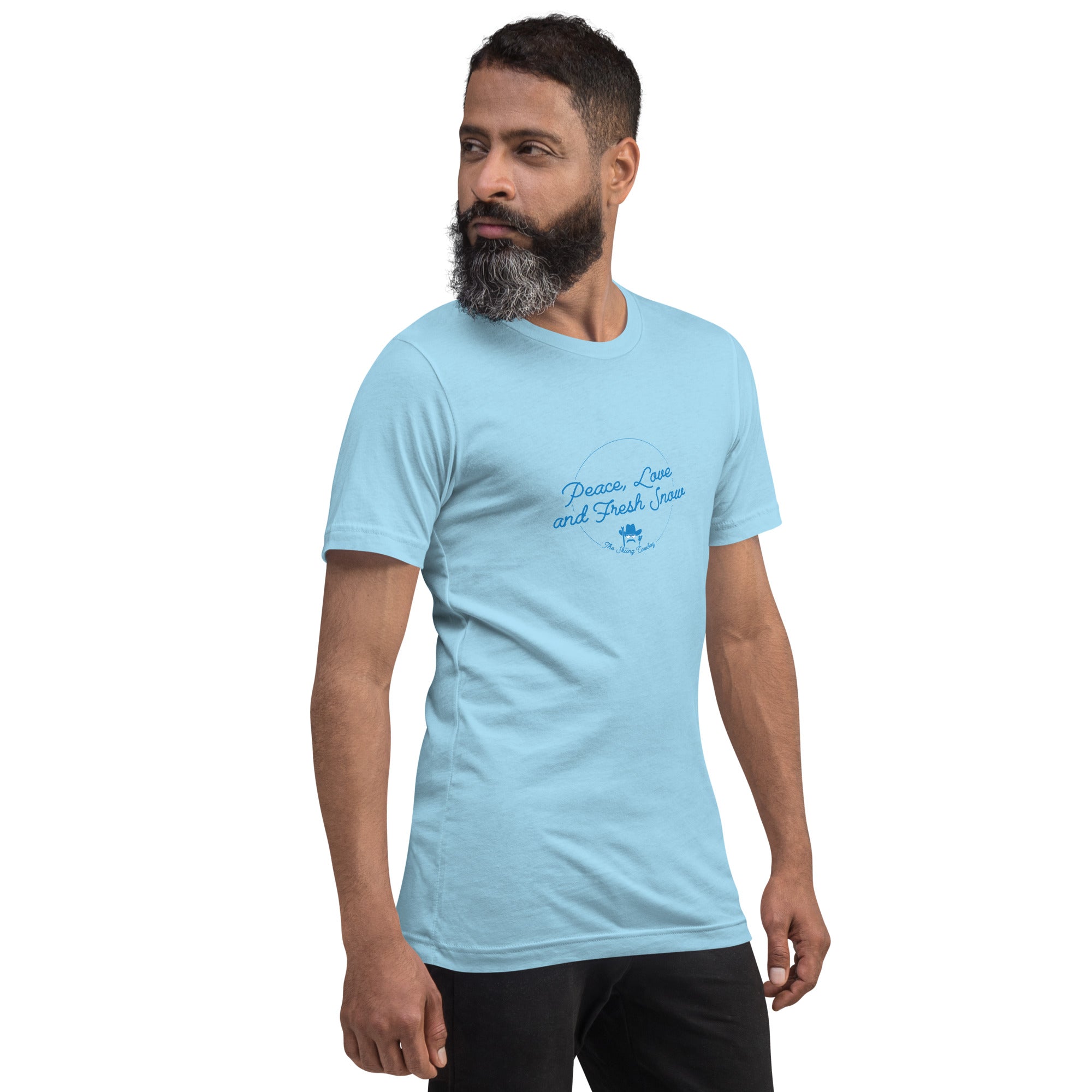T-shirt en coton unisexe Peace, Love and Fresh Snow sur couleurs vives