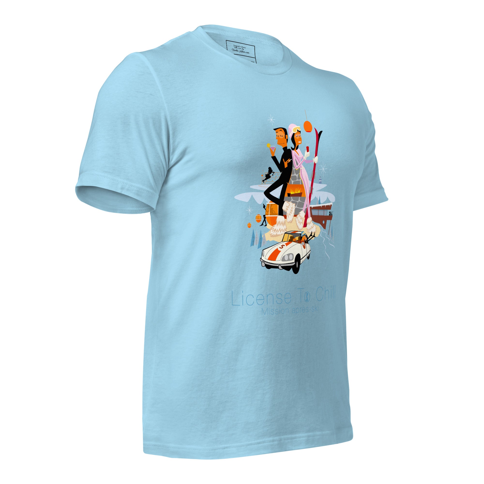 Unisex cotton t-shirt License to Chill Mission Après-Ski on bright colors