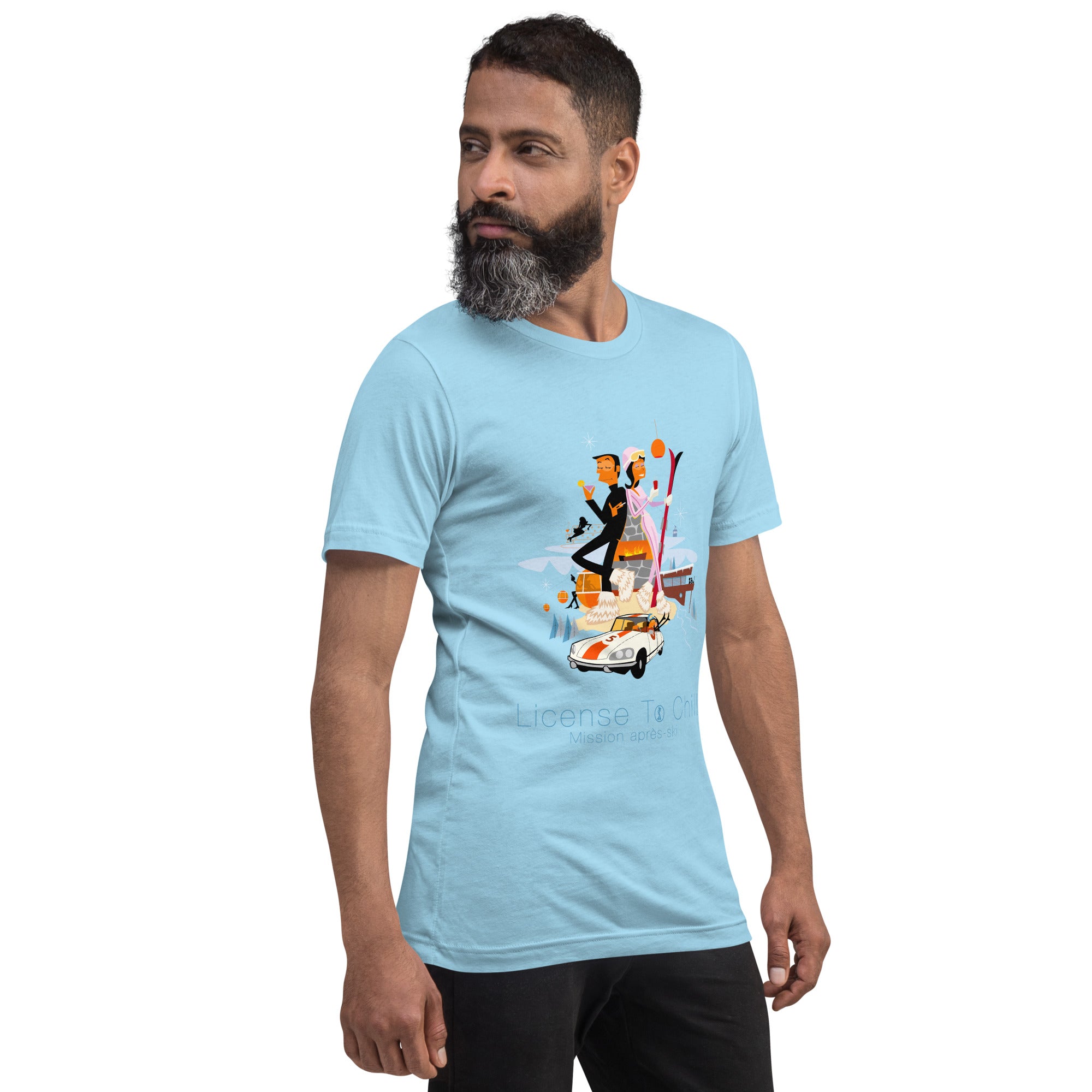 Unisex cotton t-shirt License to Chill Mission Après-Ski on bright colors