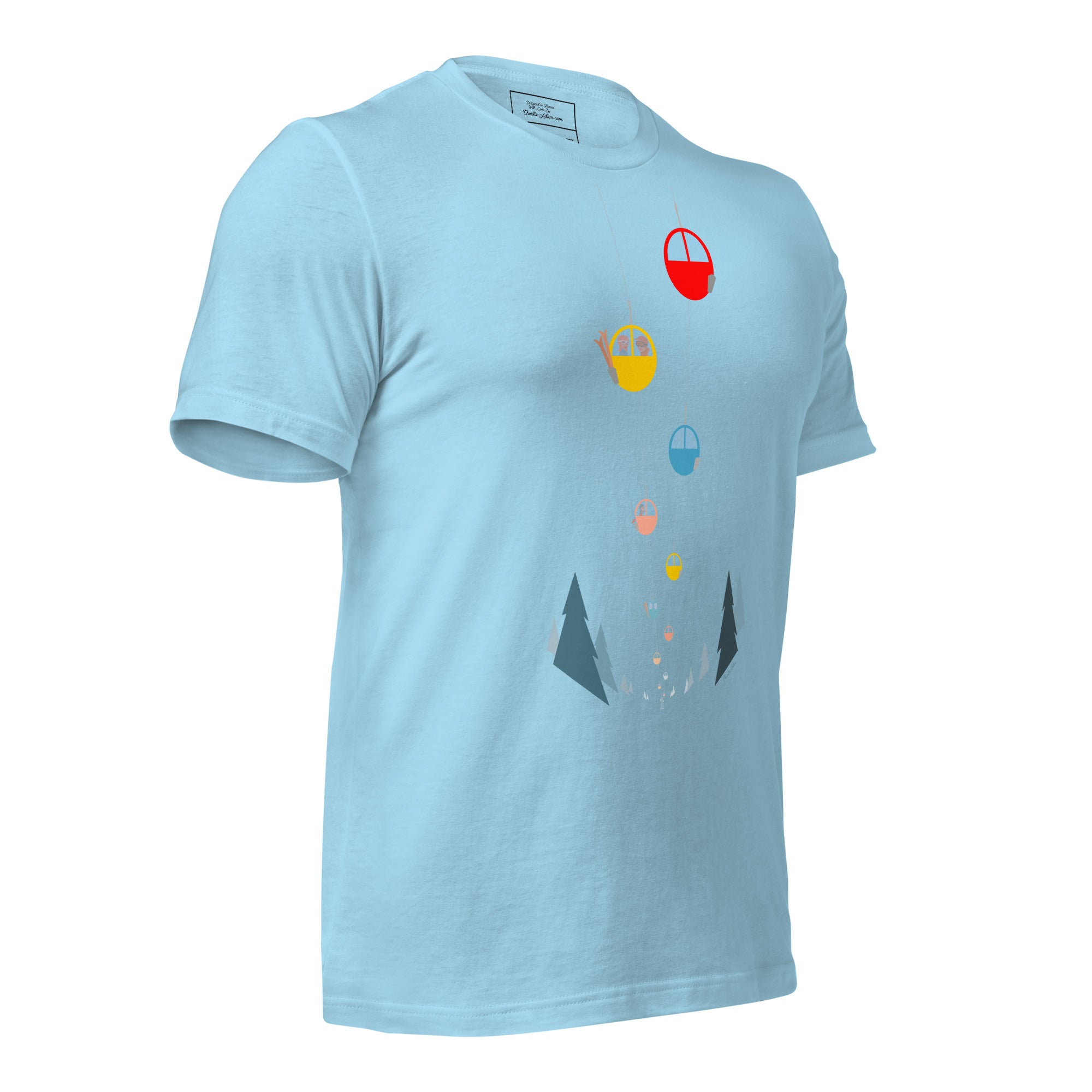 T-shirt en coton unisexe Gondolas in the mist sur couleurs vives