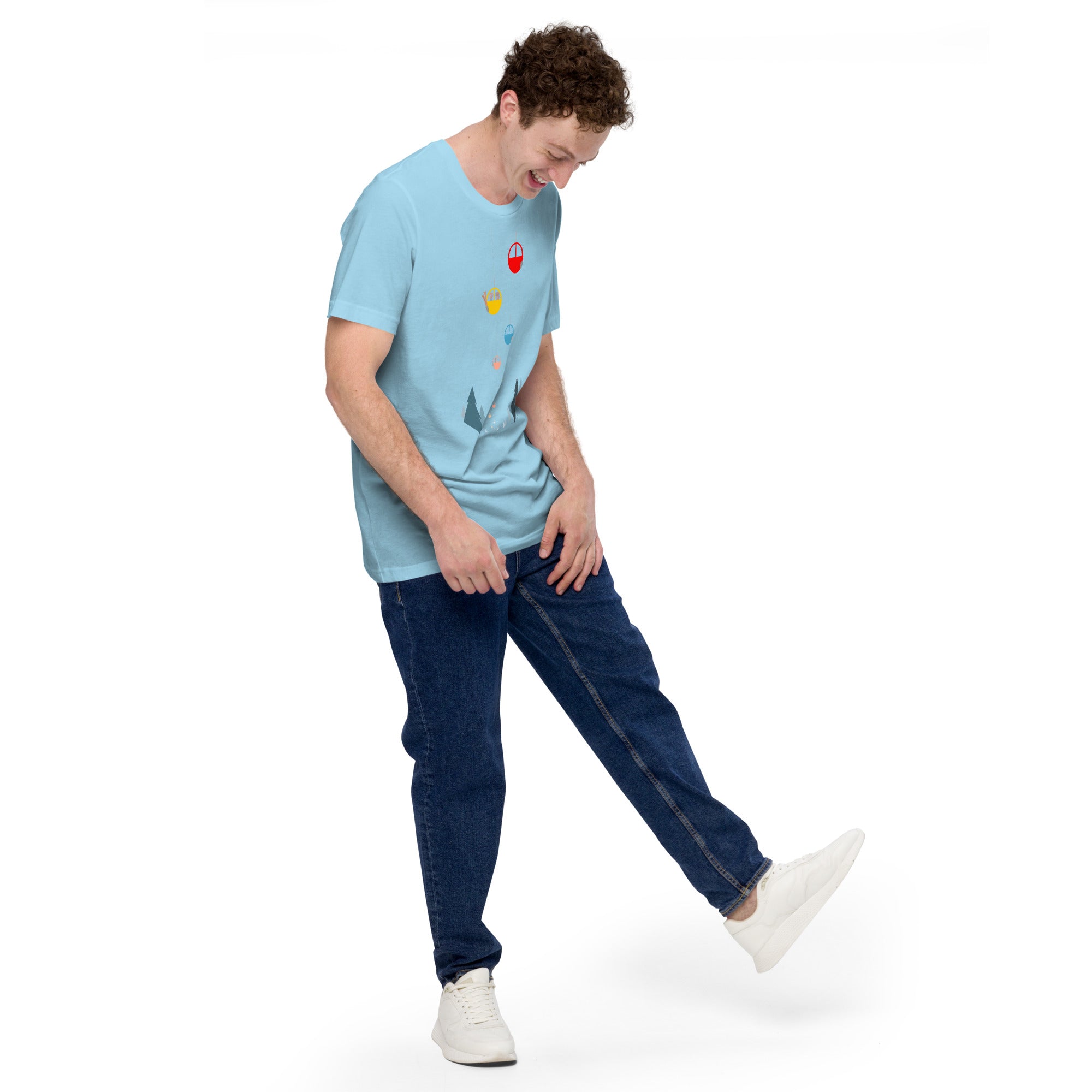 T-shirt en coton unisexe Gondolas in the mist sur couleurs vives