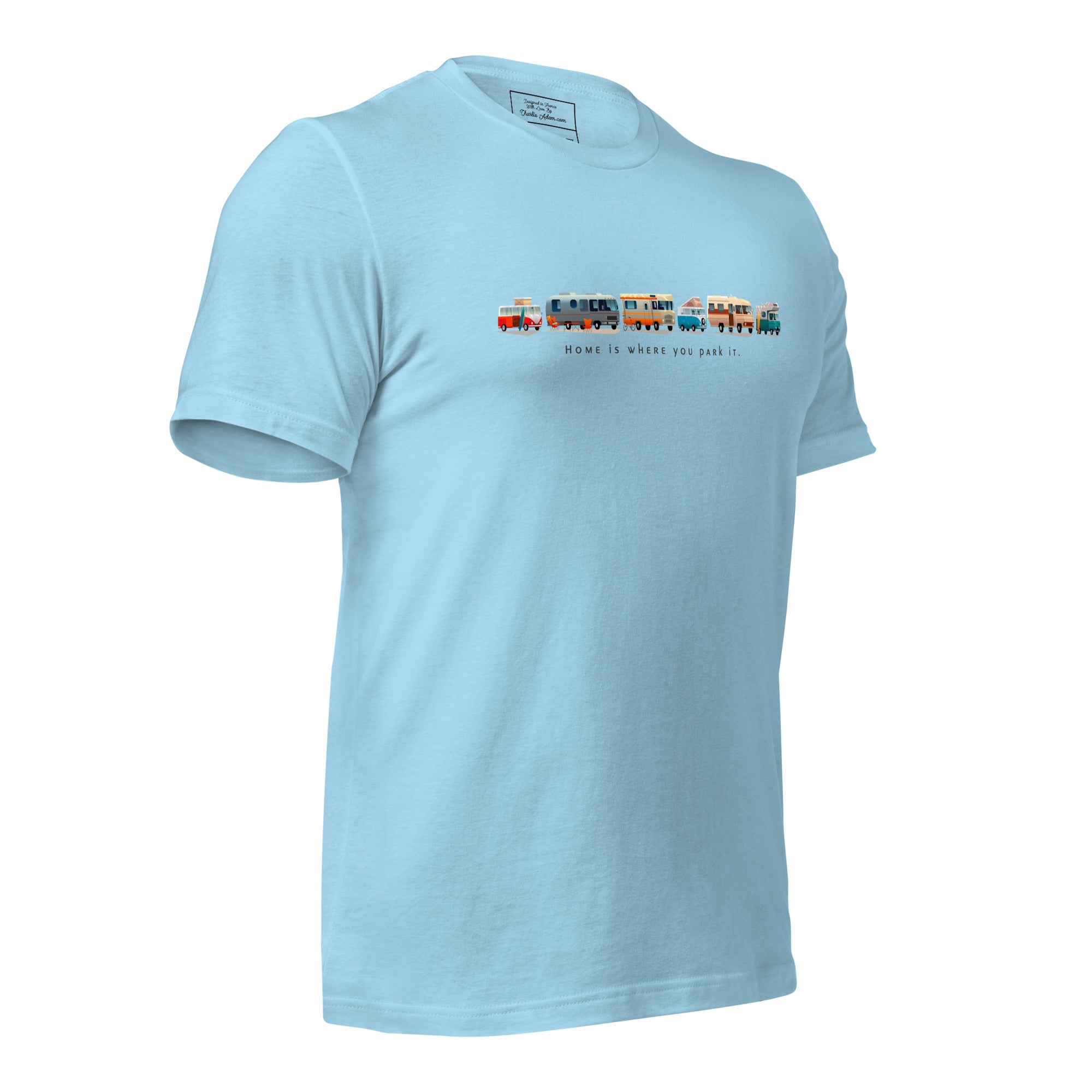Unisex cotton t-shirt Vintage Campers on bright colors