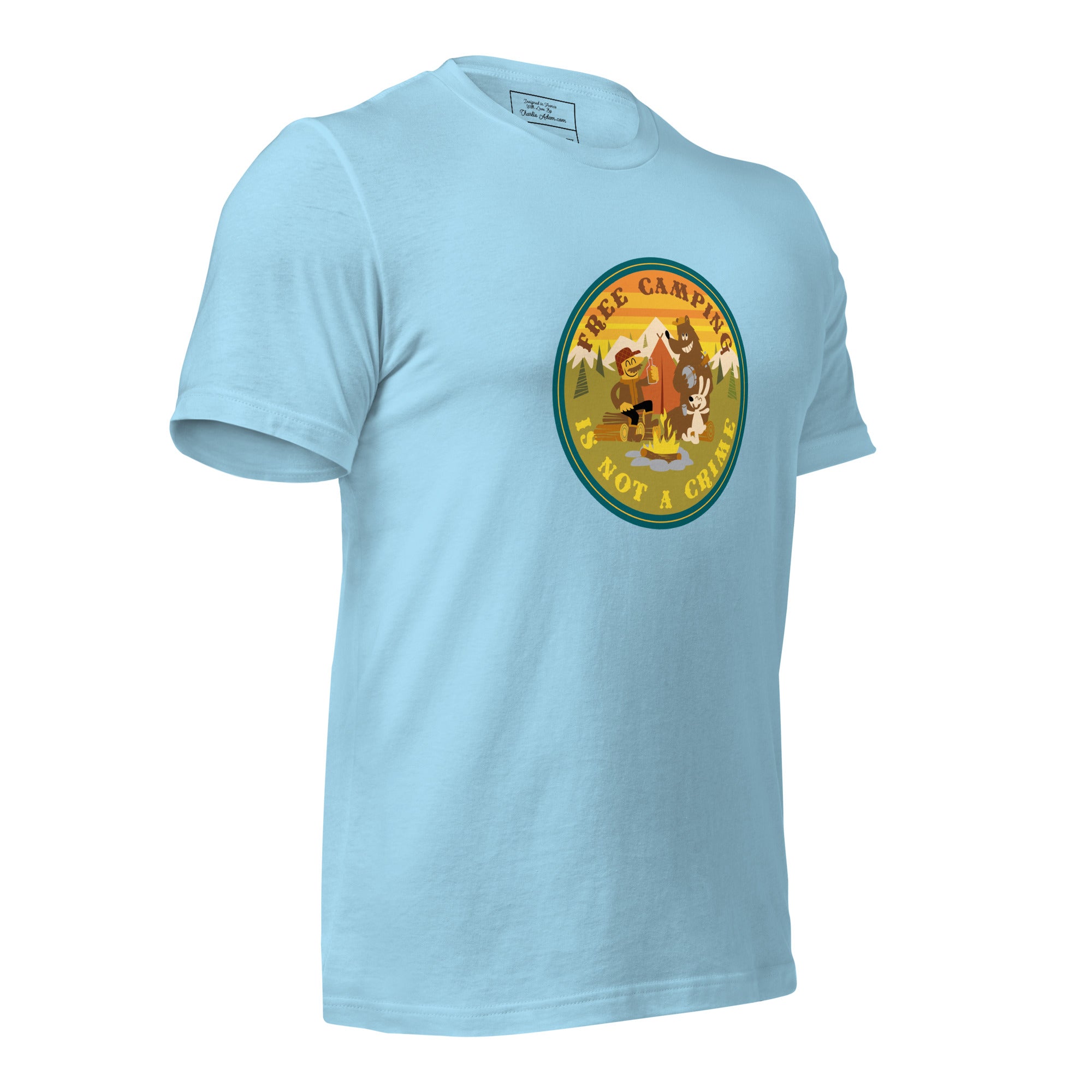 Unisex cotton t-shirt Free Camping is not a Crime on bright colors