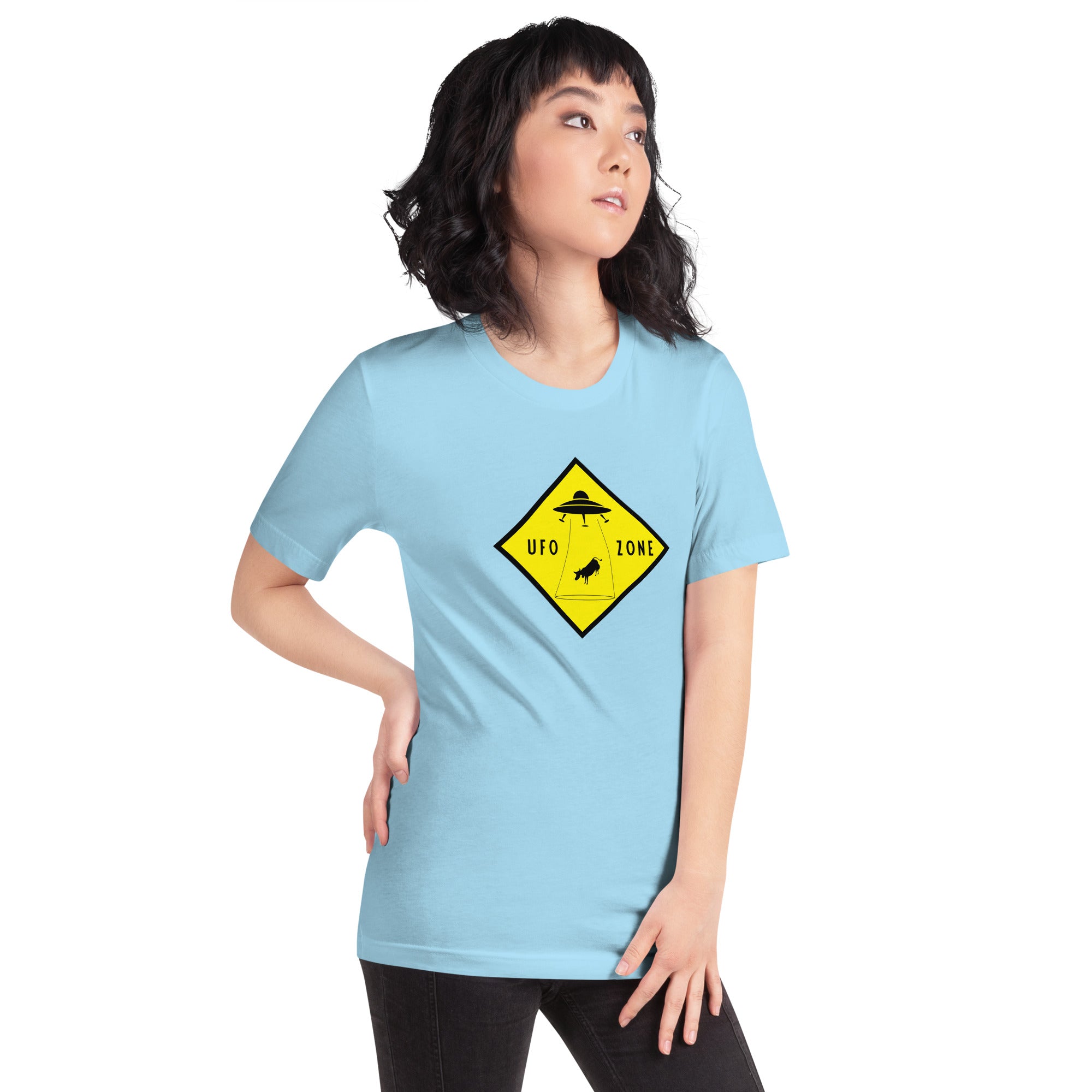 Unisex cotton t-shirt UFO Zone on bright colors