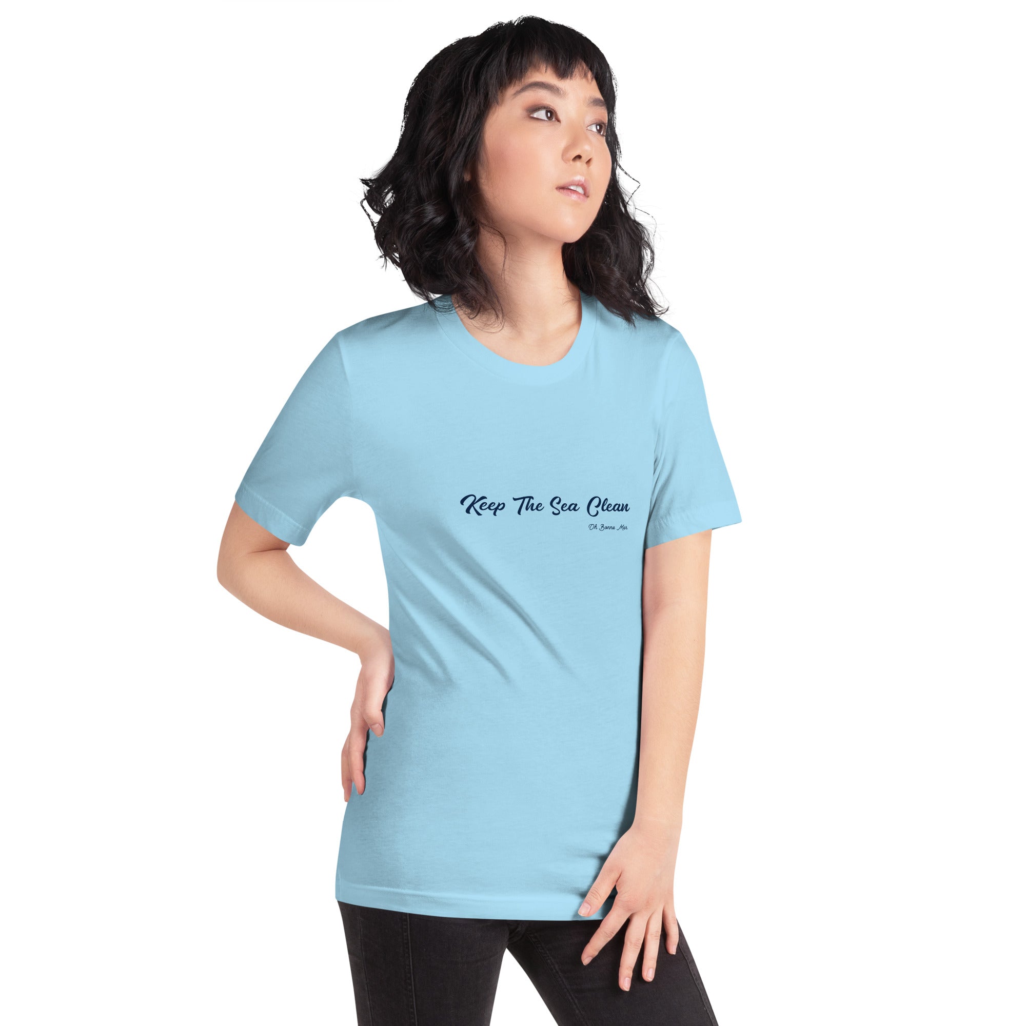 Unisex cotton t-shirt Keep The Sea Clean Navy on bright colors
