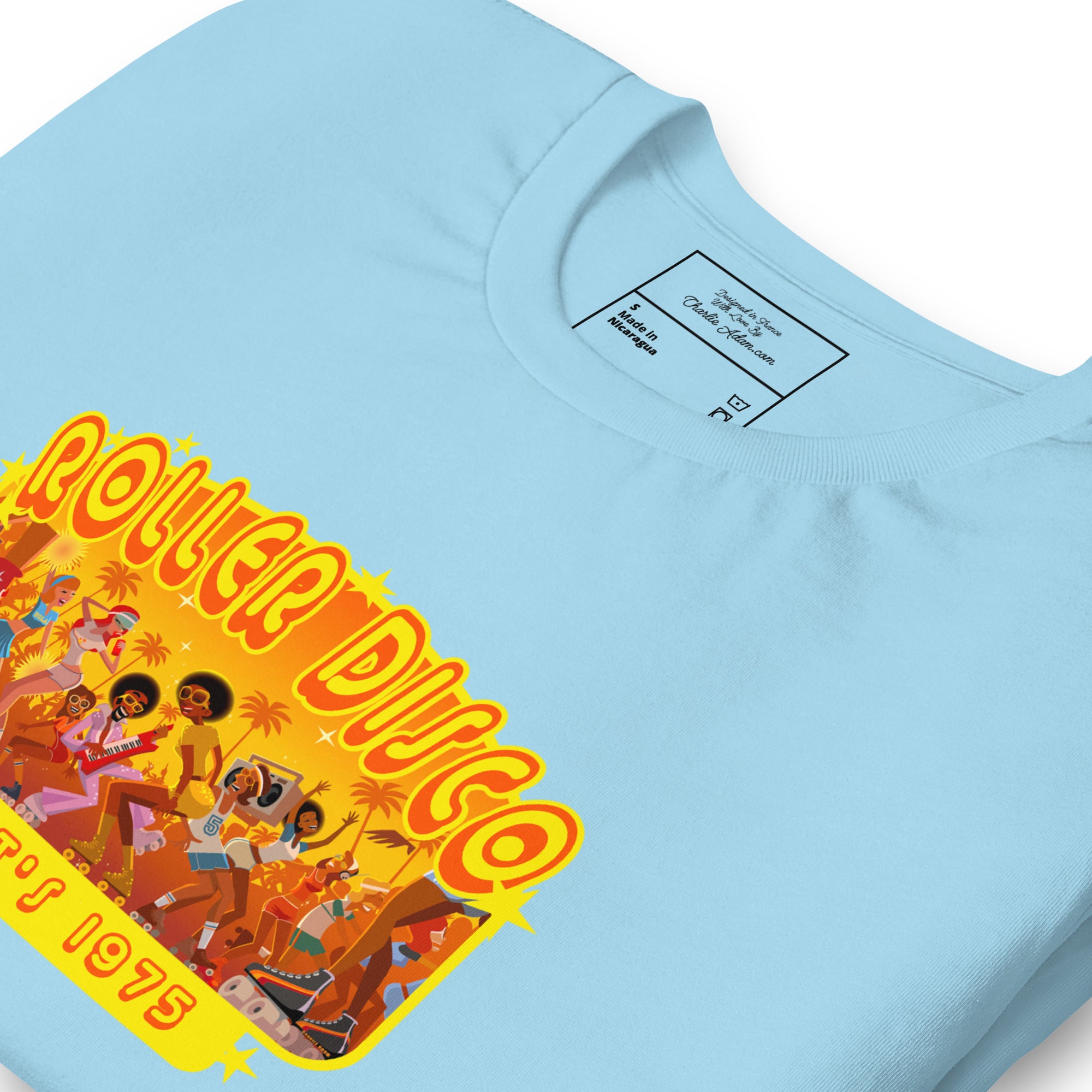 T-shirt en coton unisexe Roller Disco 1975 sur couleurs claires