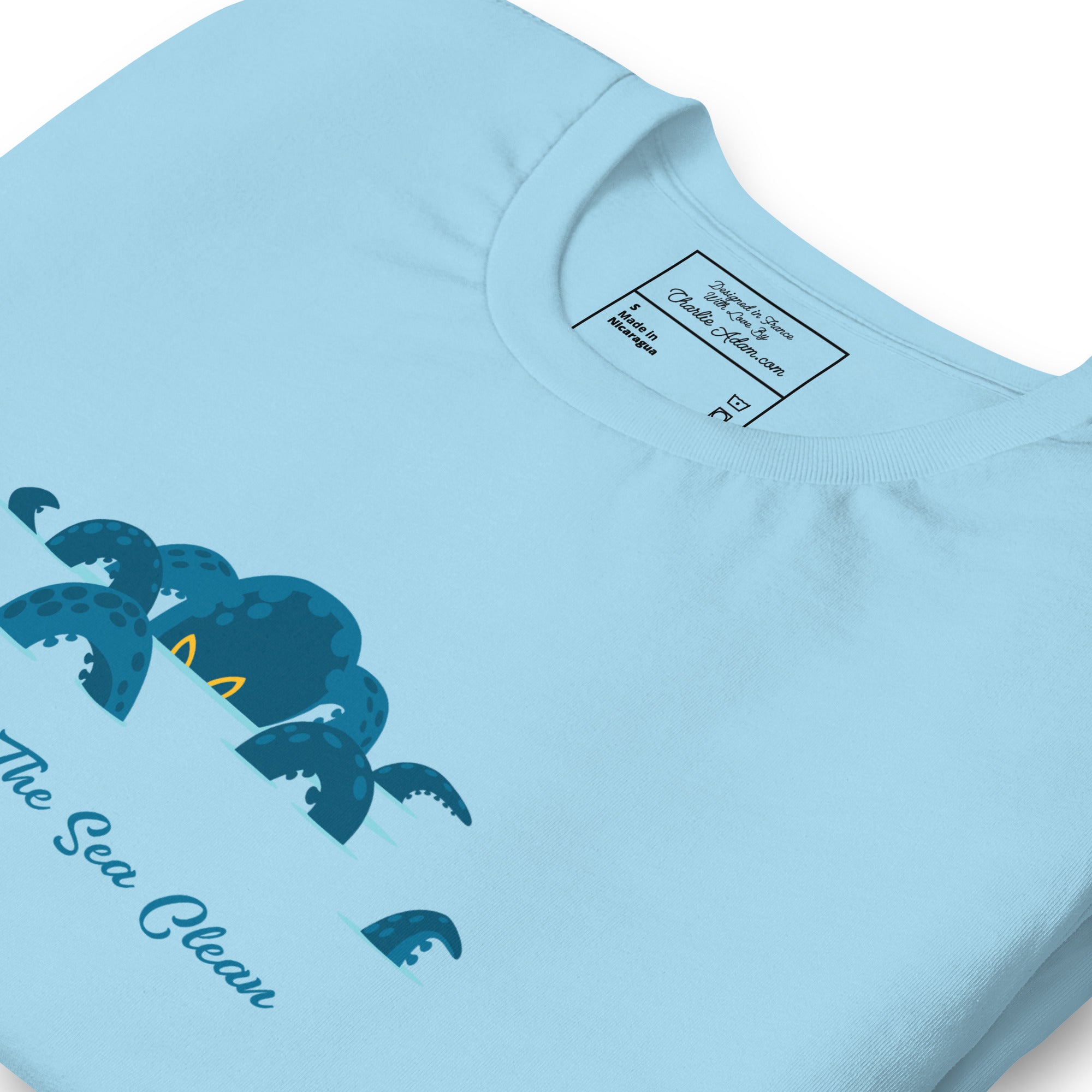 T-shirt en coton unisexe Octopus Blue sur couleurs vives