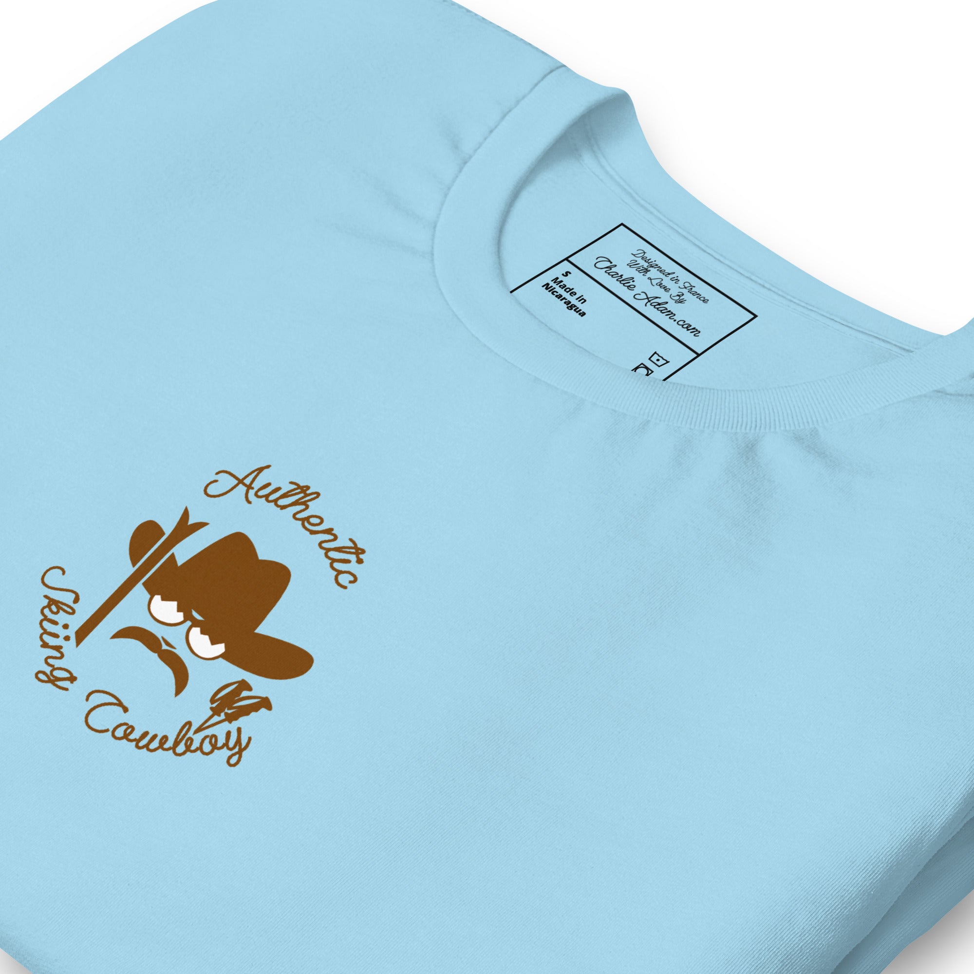 Unisex cotton t-shirt Authentic Skiing Cowboy on bright colors