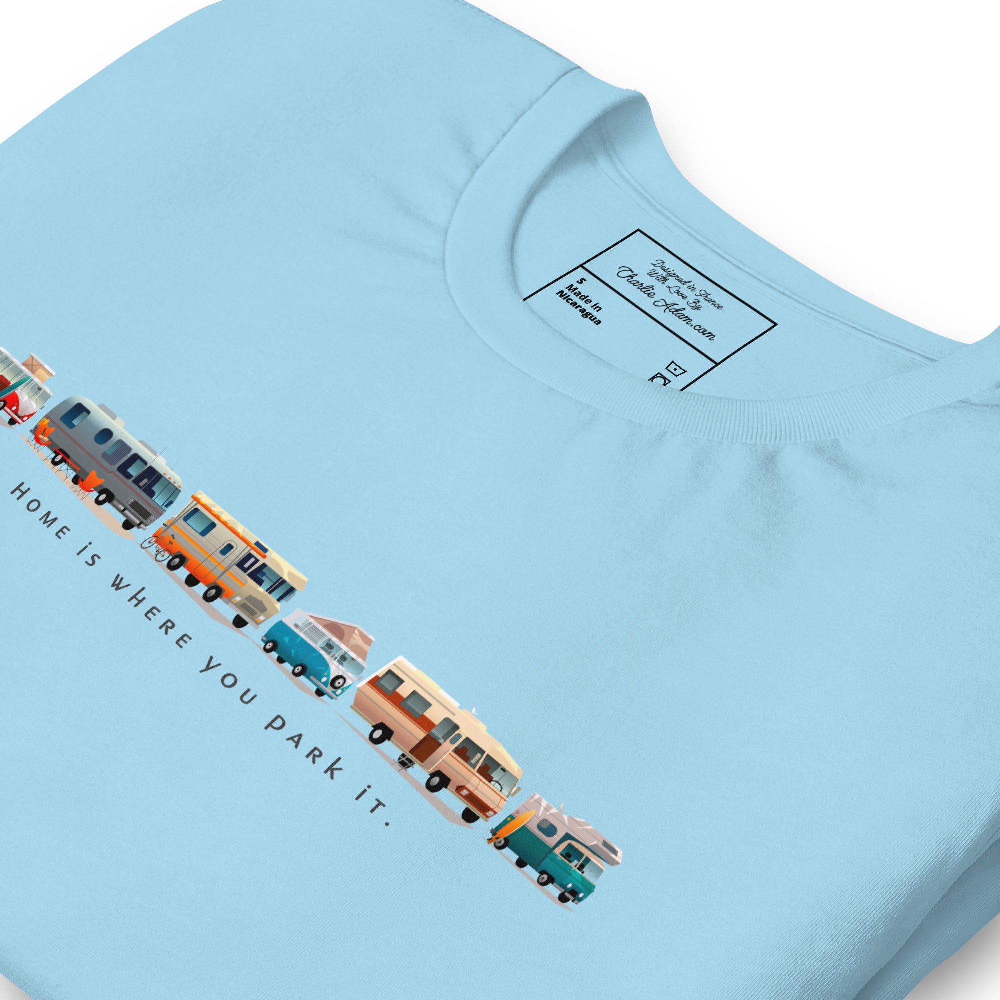 Unisex cotton t-shirt Vintage Campers on bright colors