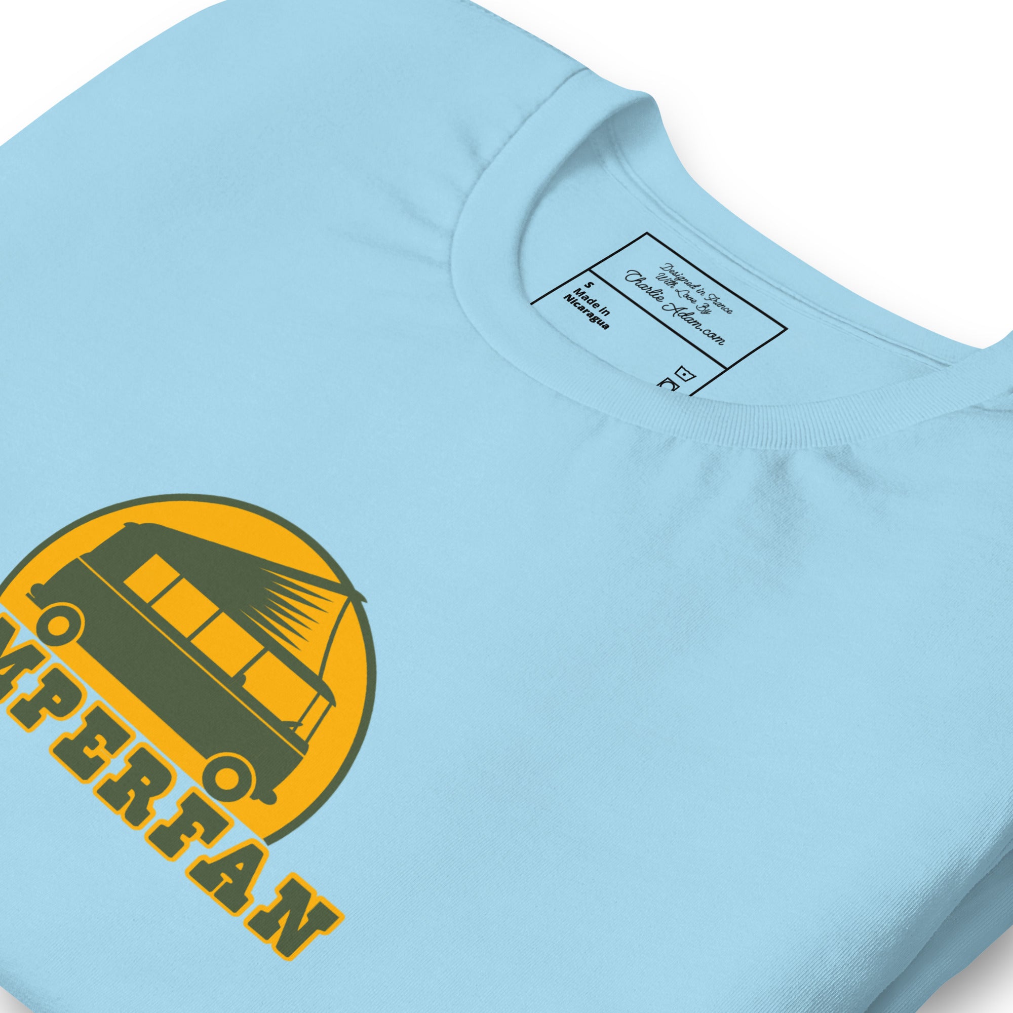 Unisex cotton t-shirt Camperfan on bright colors