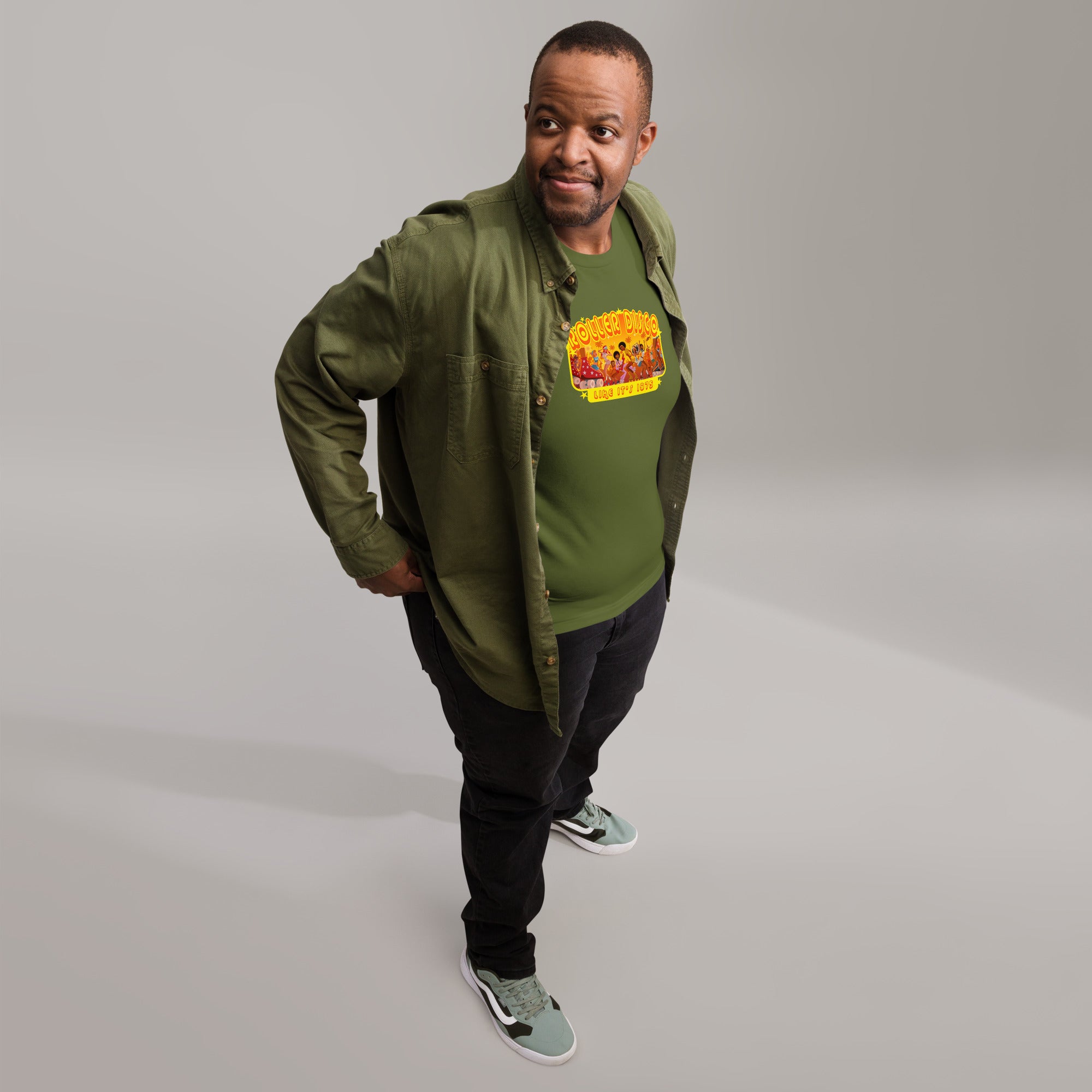 T-shirt en coton unisexe Roller Disco 1975 sur couleurs foncées