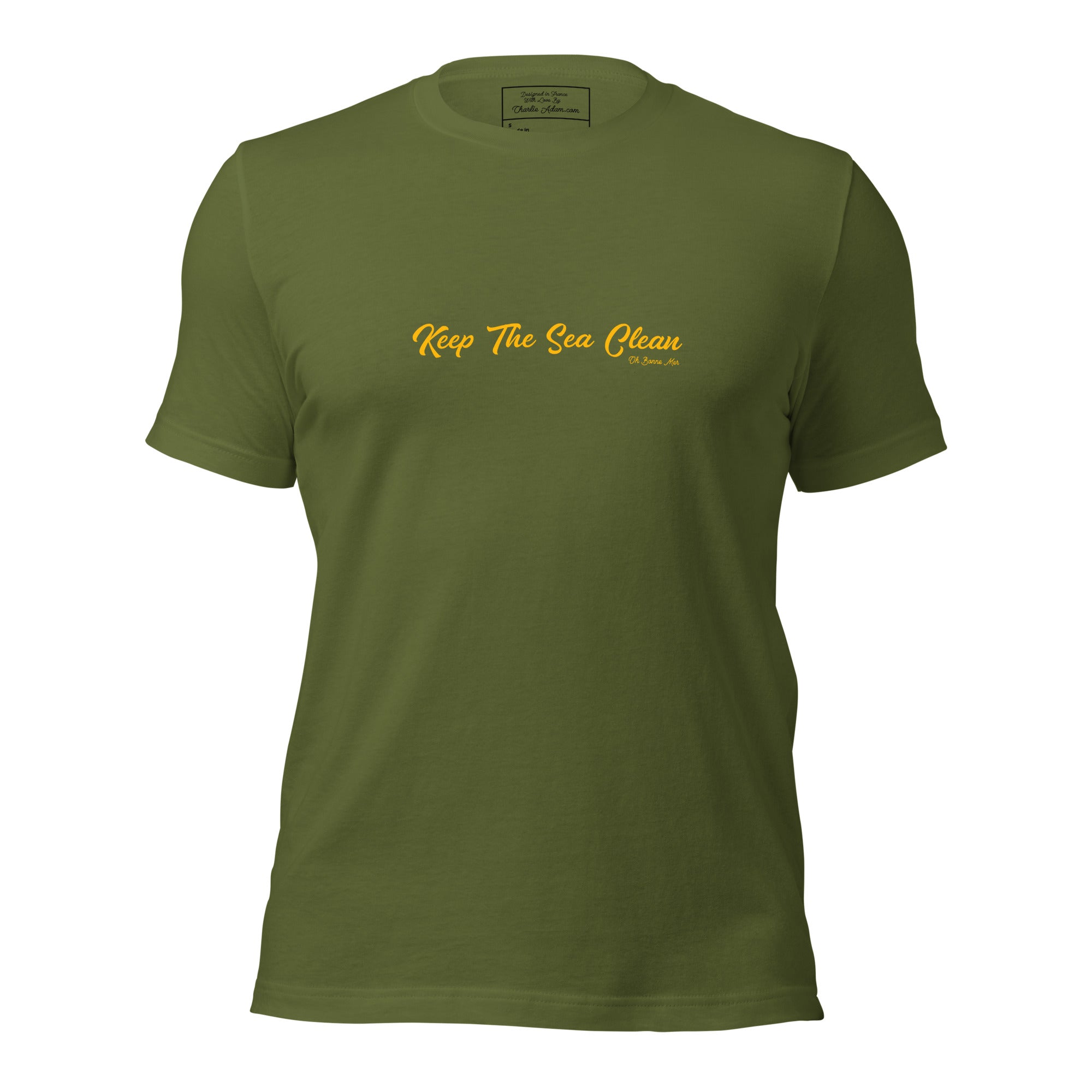 Unisex cotton t-shirt Keep The Sea Clean on greens