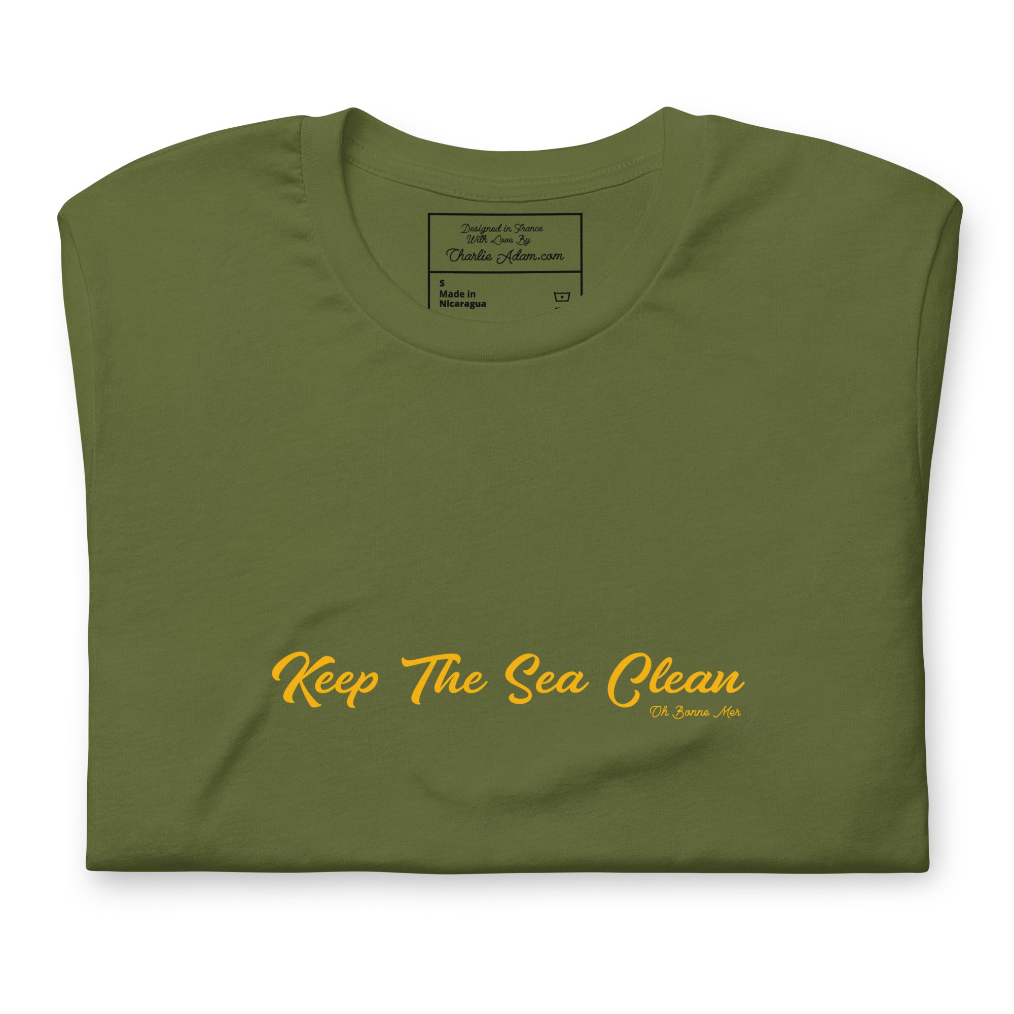 Unisex cotton t-shirt Keep The Sea Clean on greens